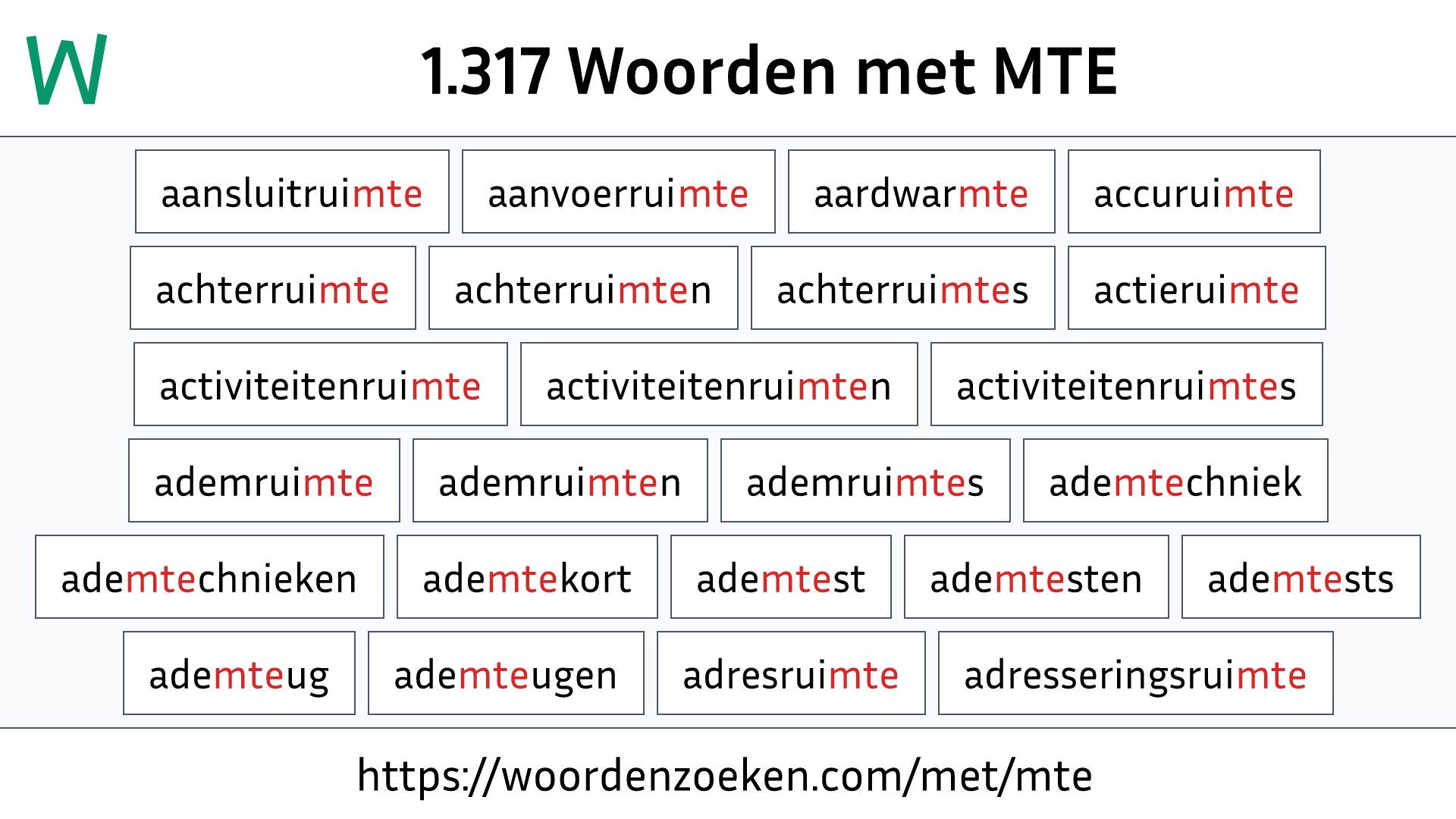 Woorden met MTE