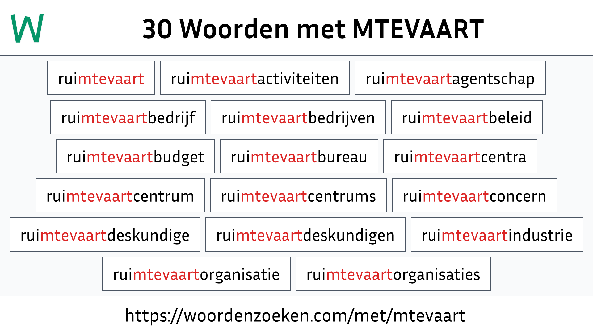 Woorden met MTEVAART