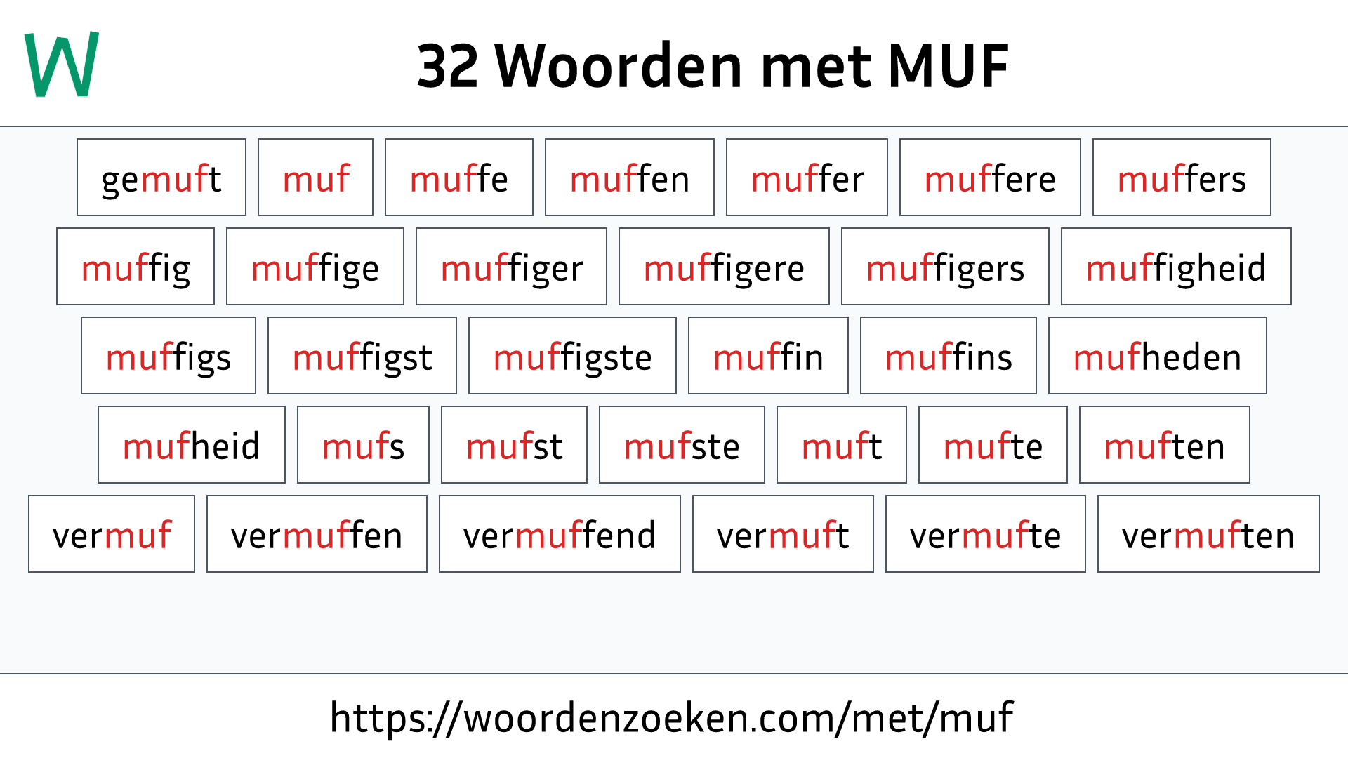 Woorden met MUF