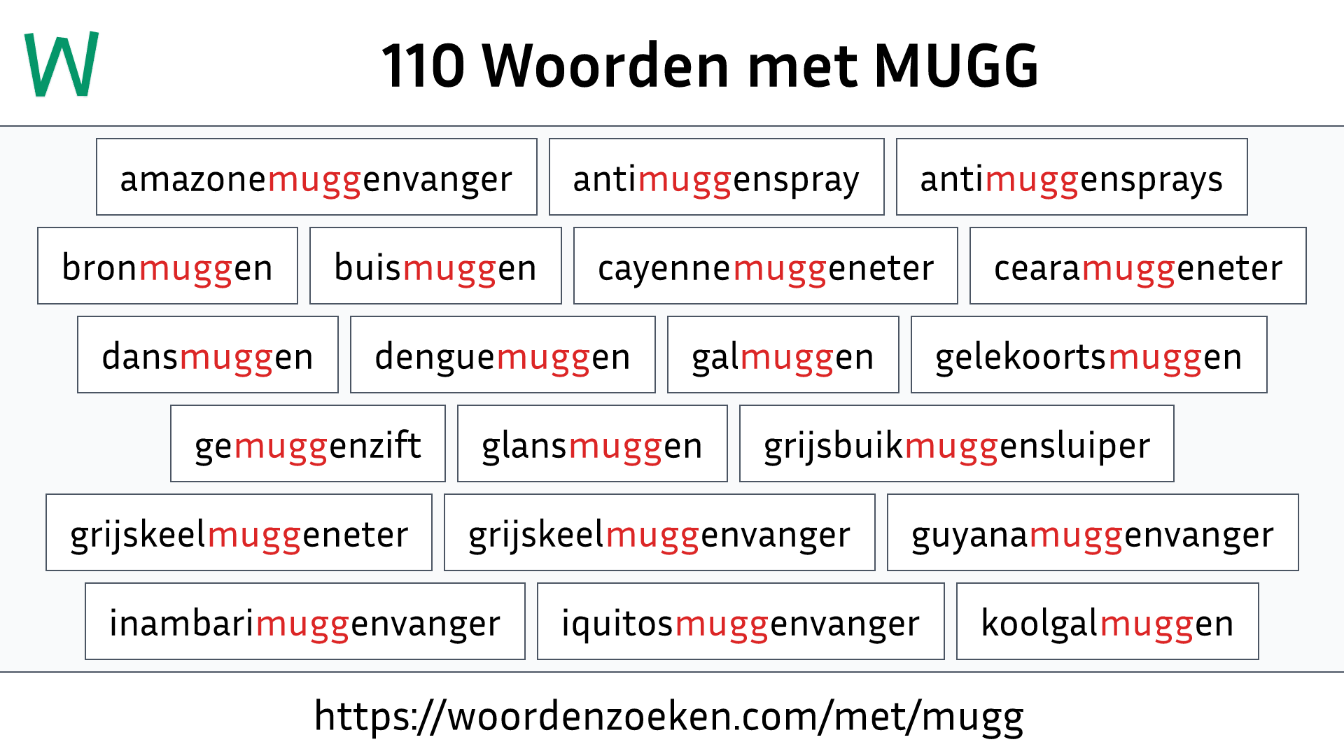 Woorden met MUGG