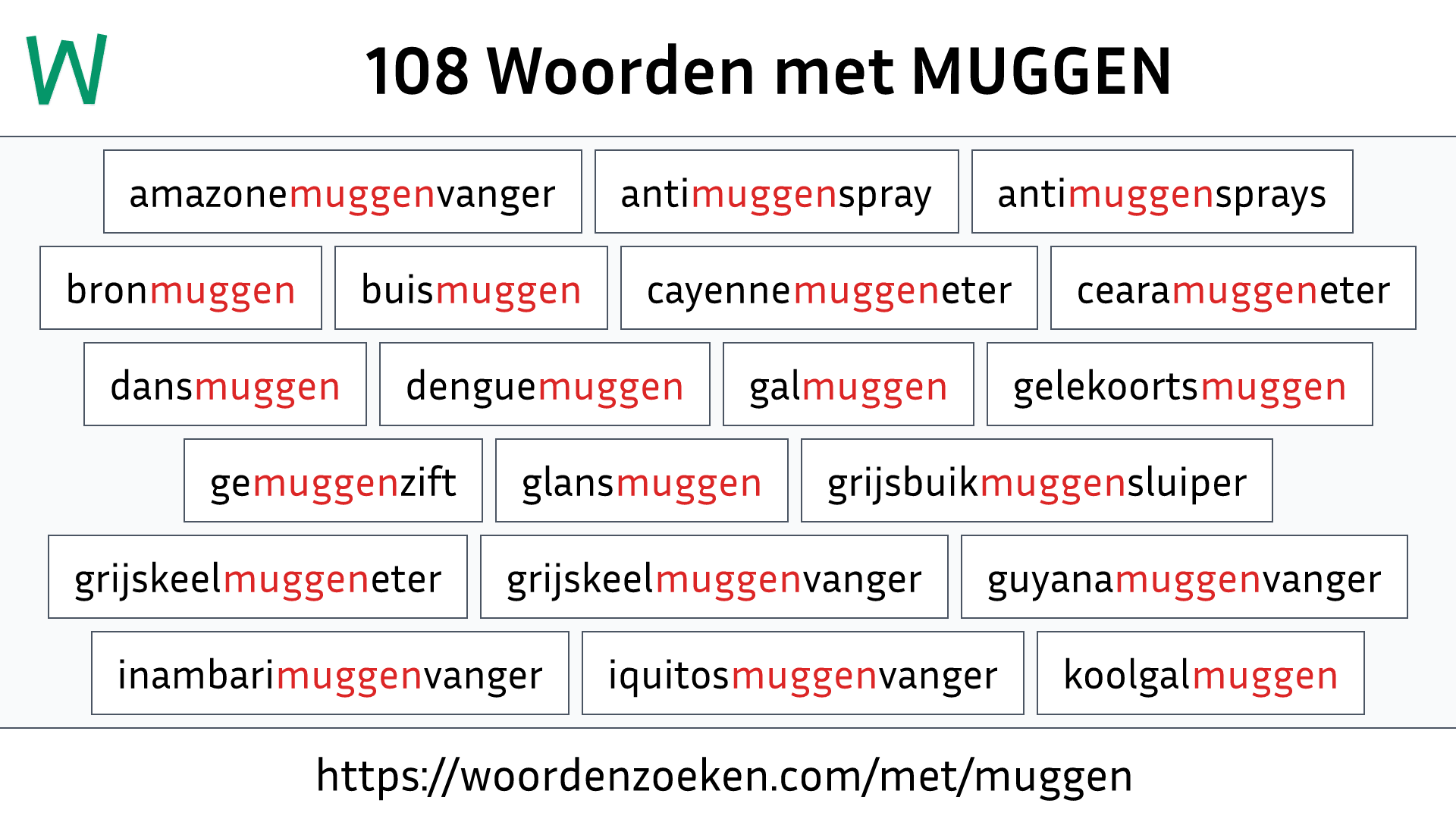 Woorden met MUGGEN