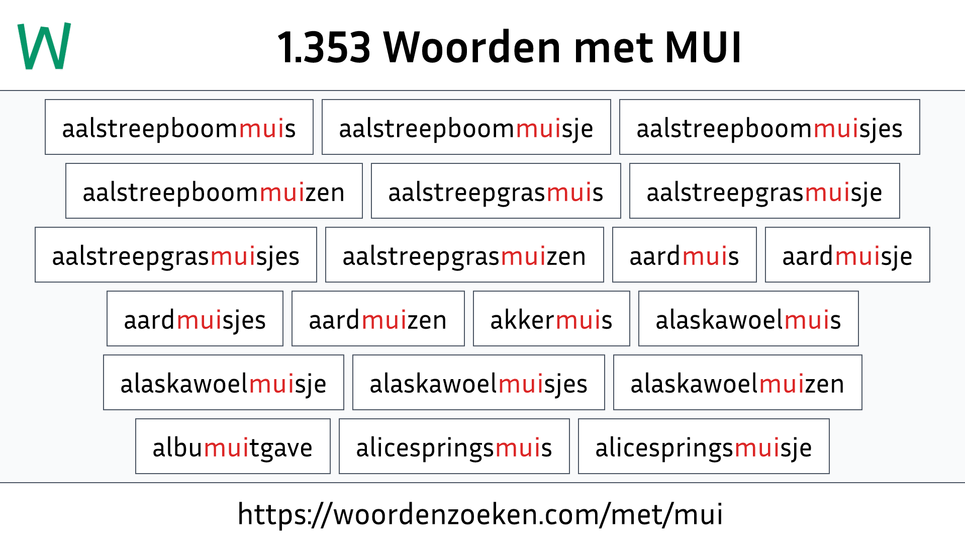 Woorden met MUI