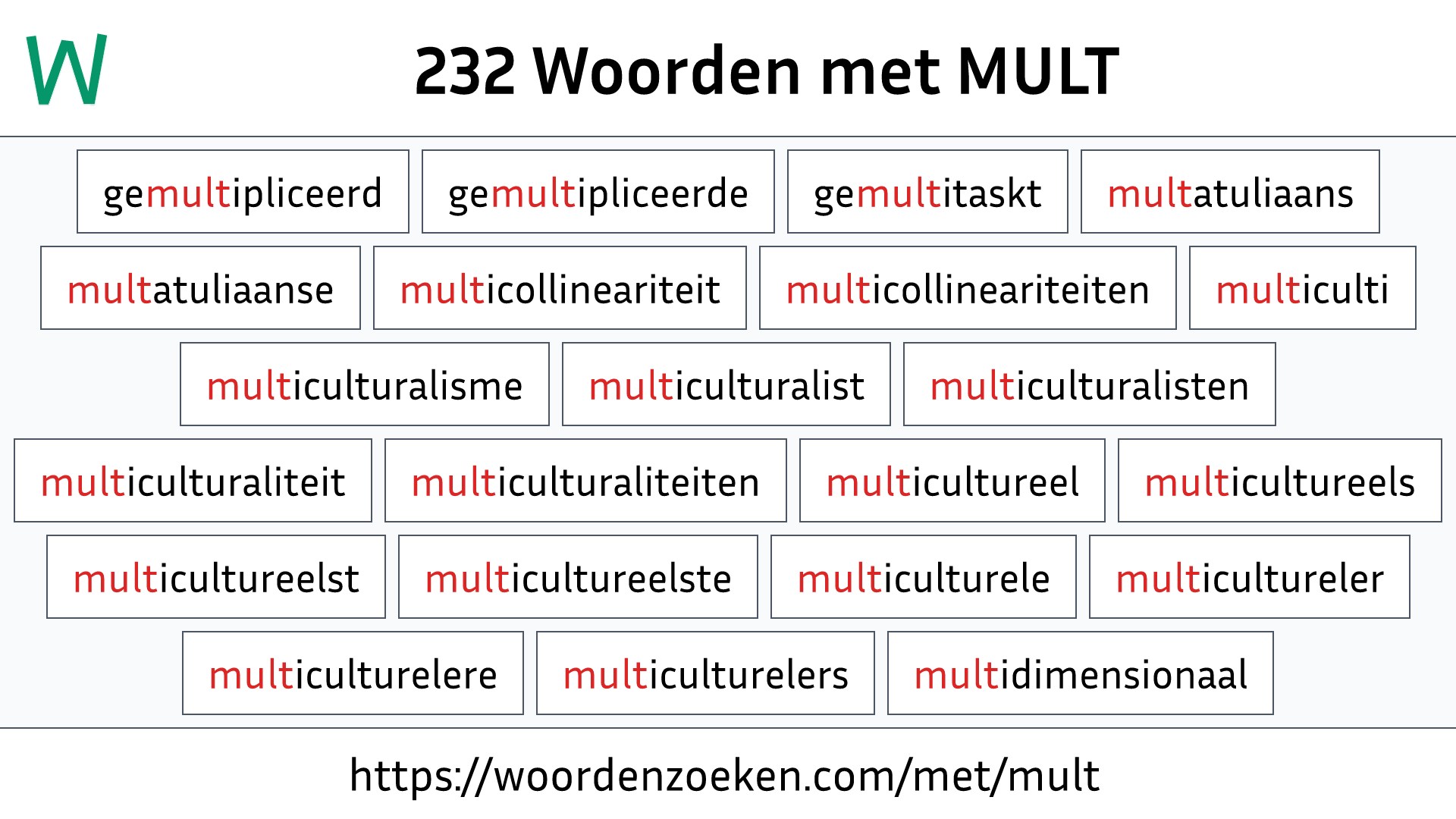 Woorden met MULT