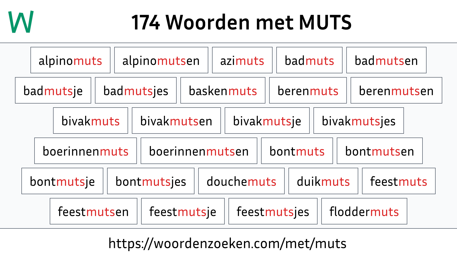 Woorden met MUTS