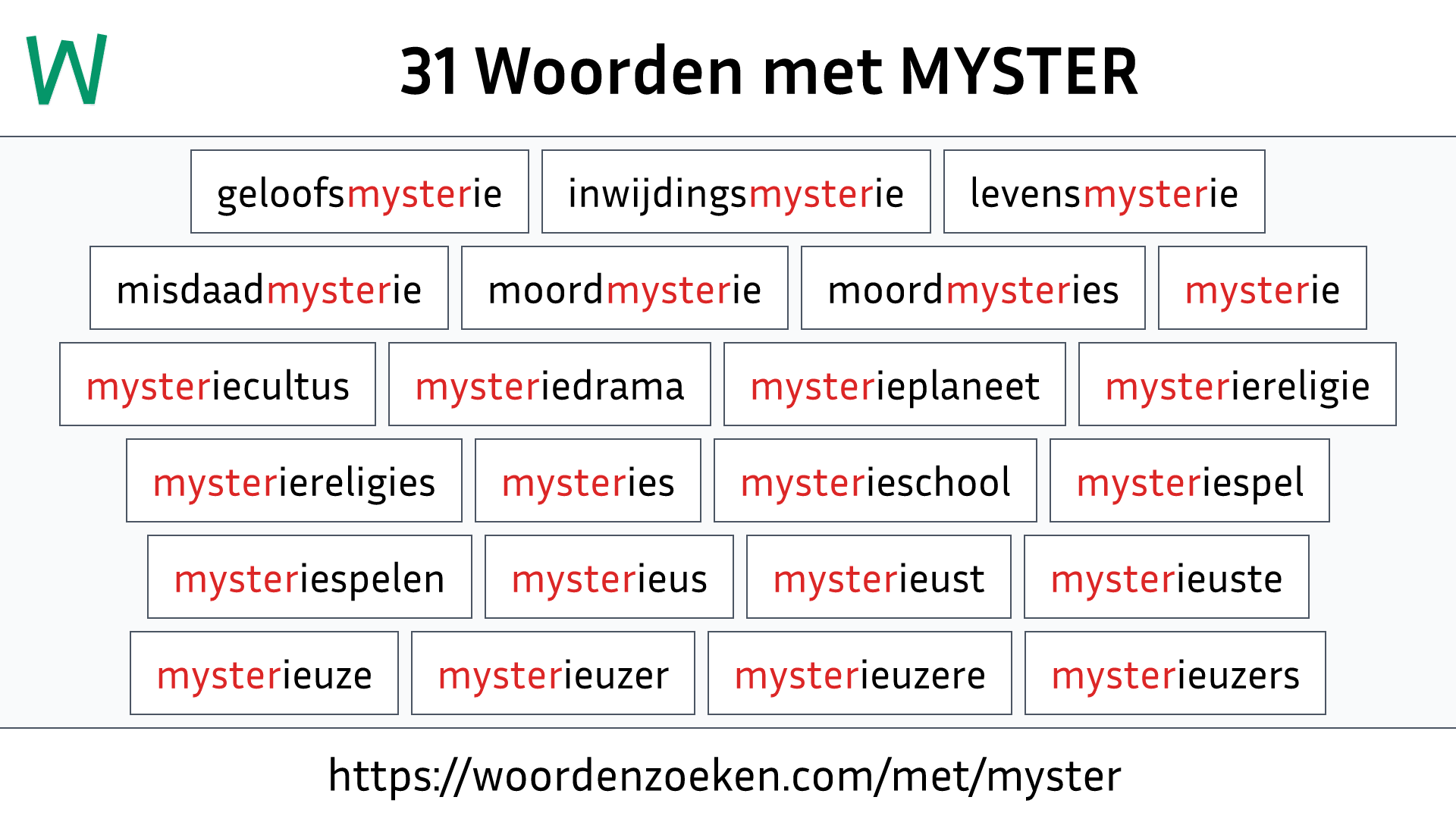 Woorden met MYSTER