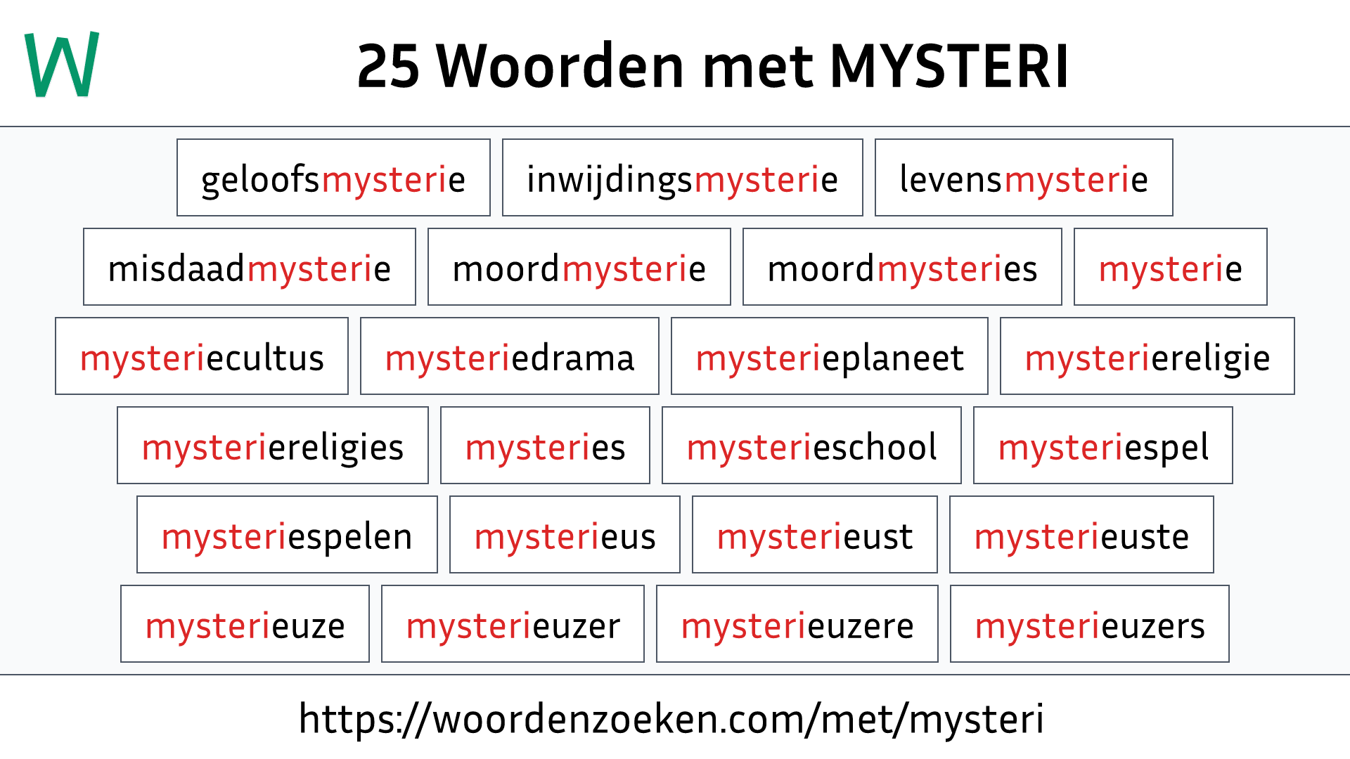 Woorden met MYSTERI