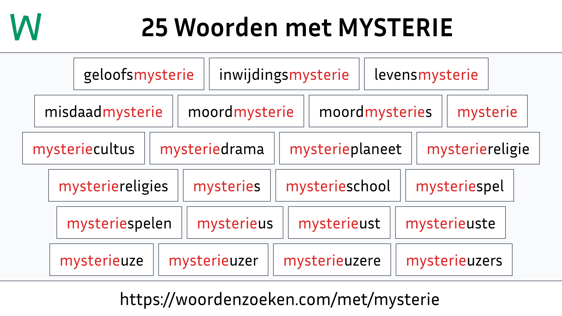 Woorden met MYSTERIE