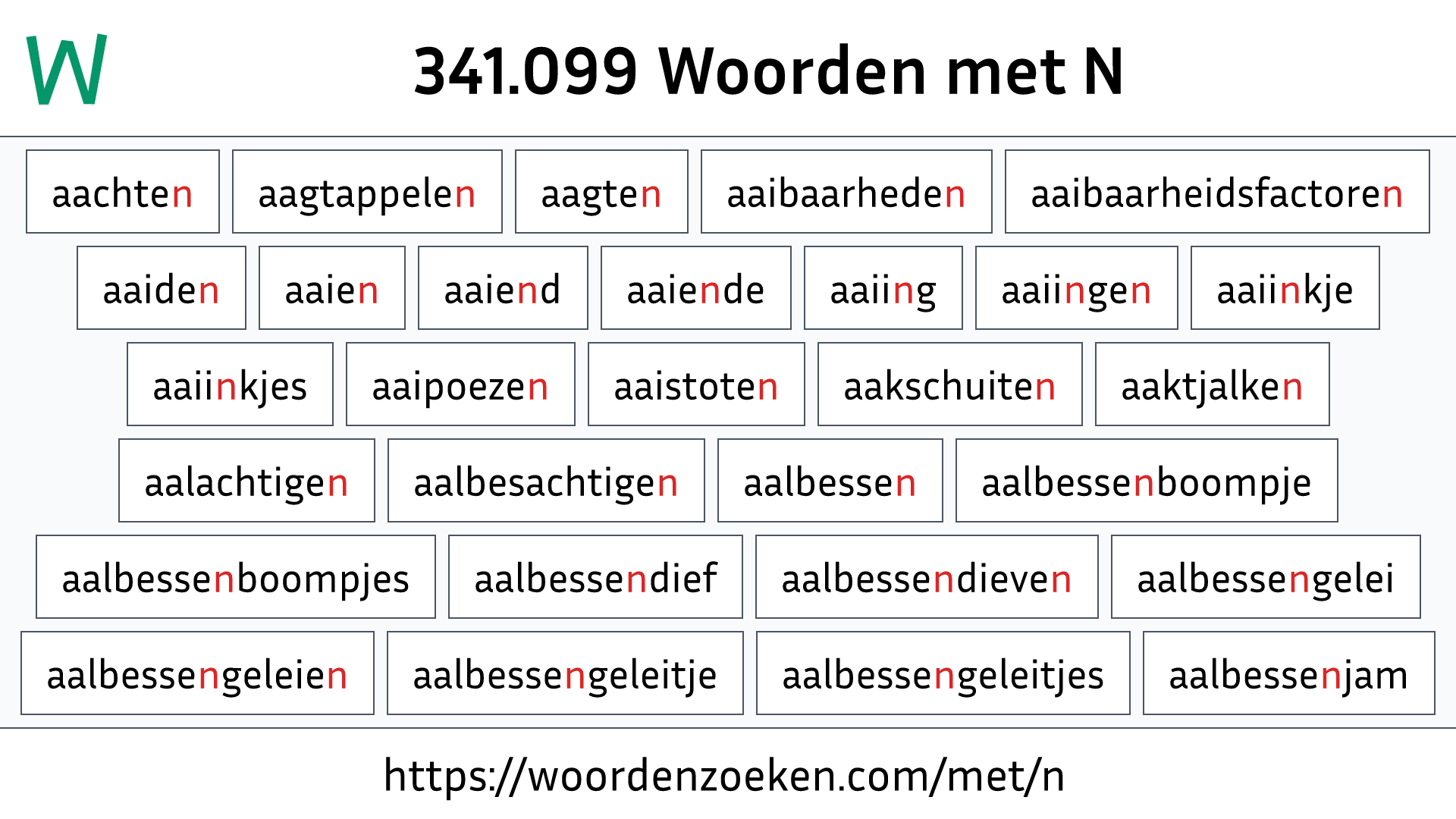 Woorden met N
