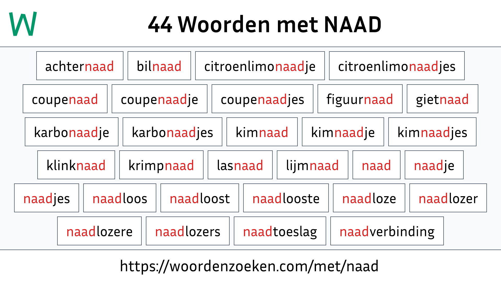 Woorden met NAAD