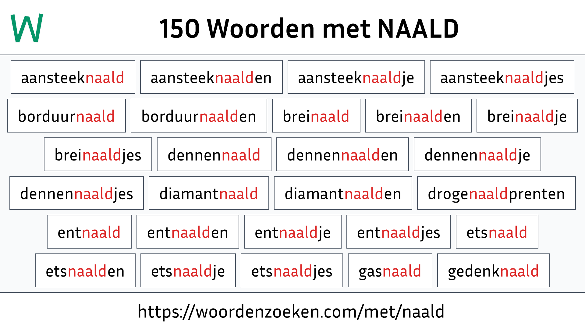 Woorden met NAALD