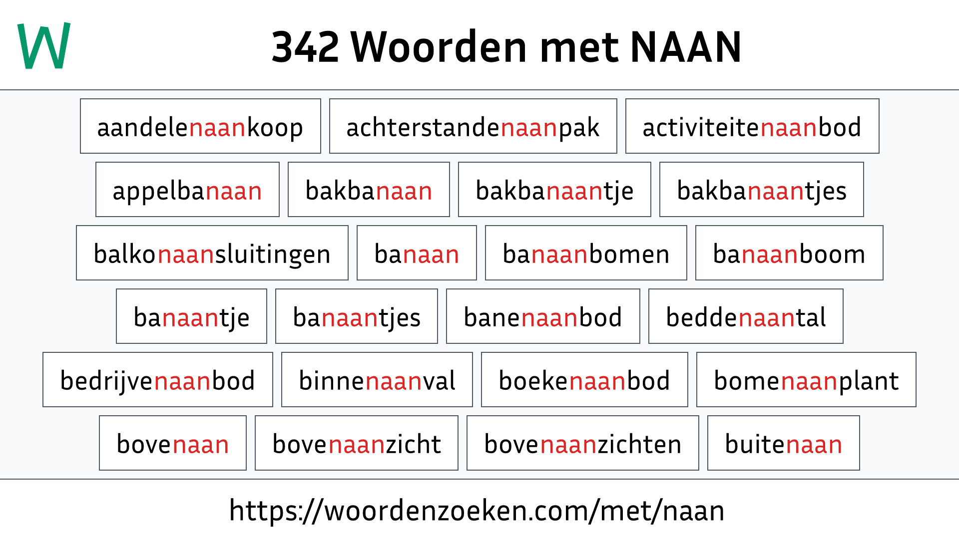 Woorden met NAAN