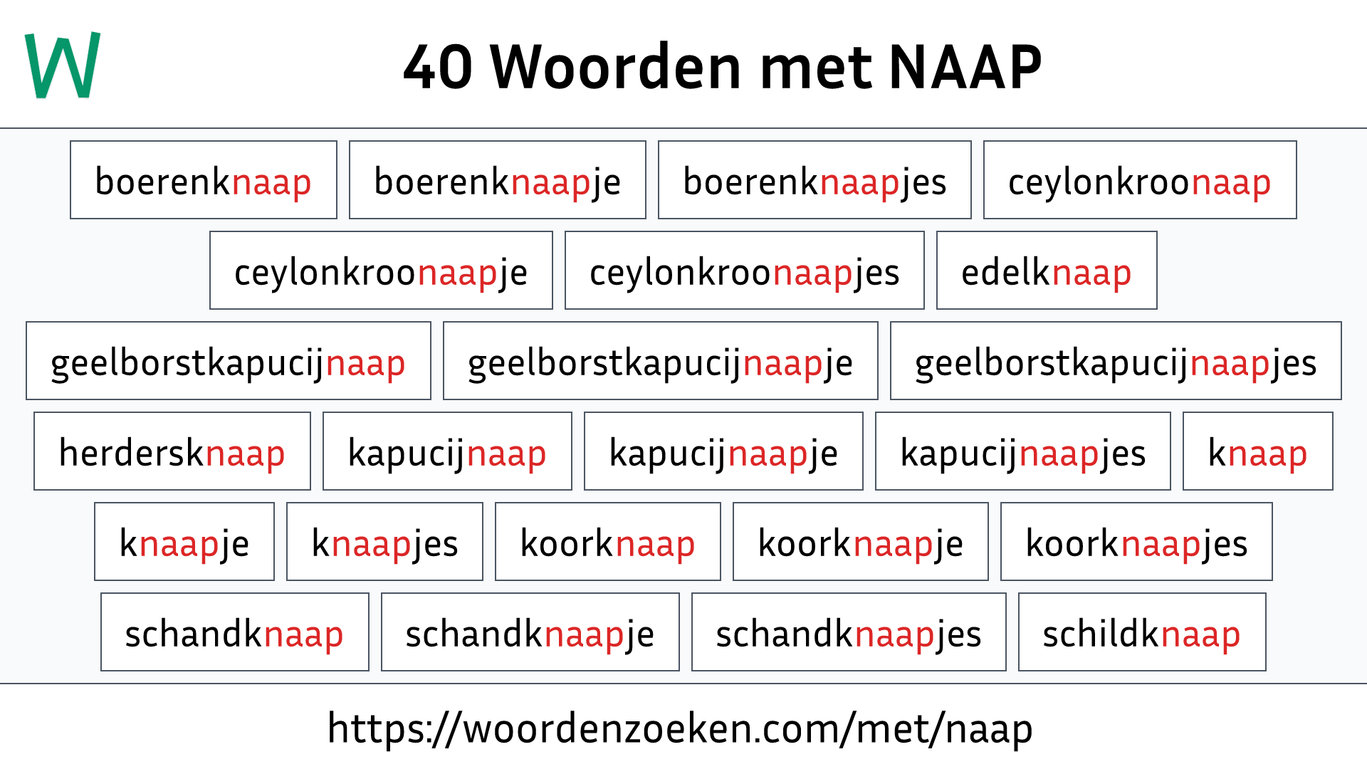 Woorden met NAAP