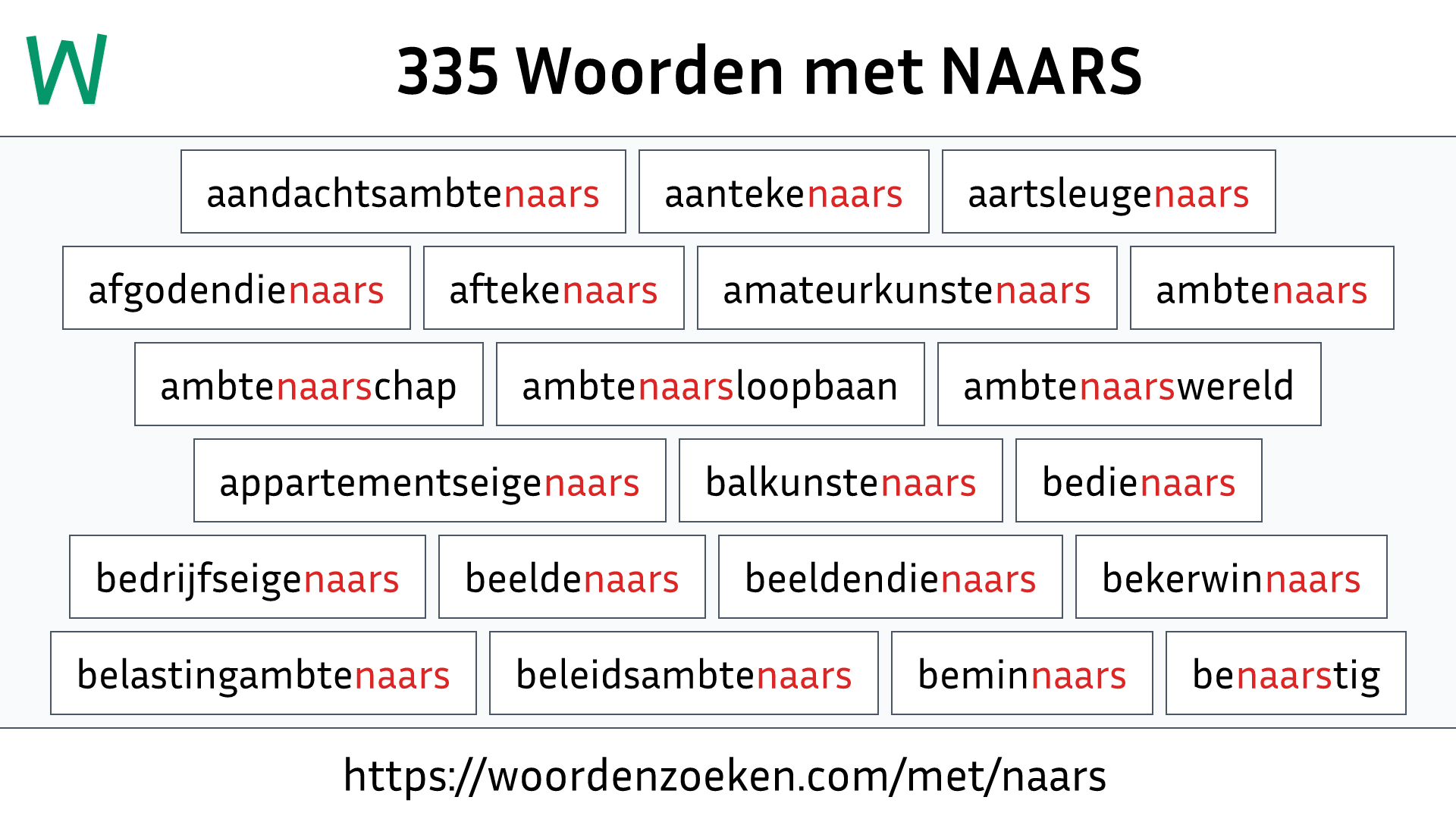 Woorden met NAARS