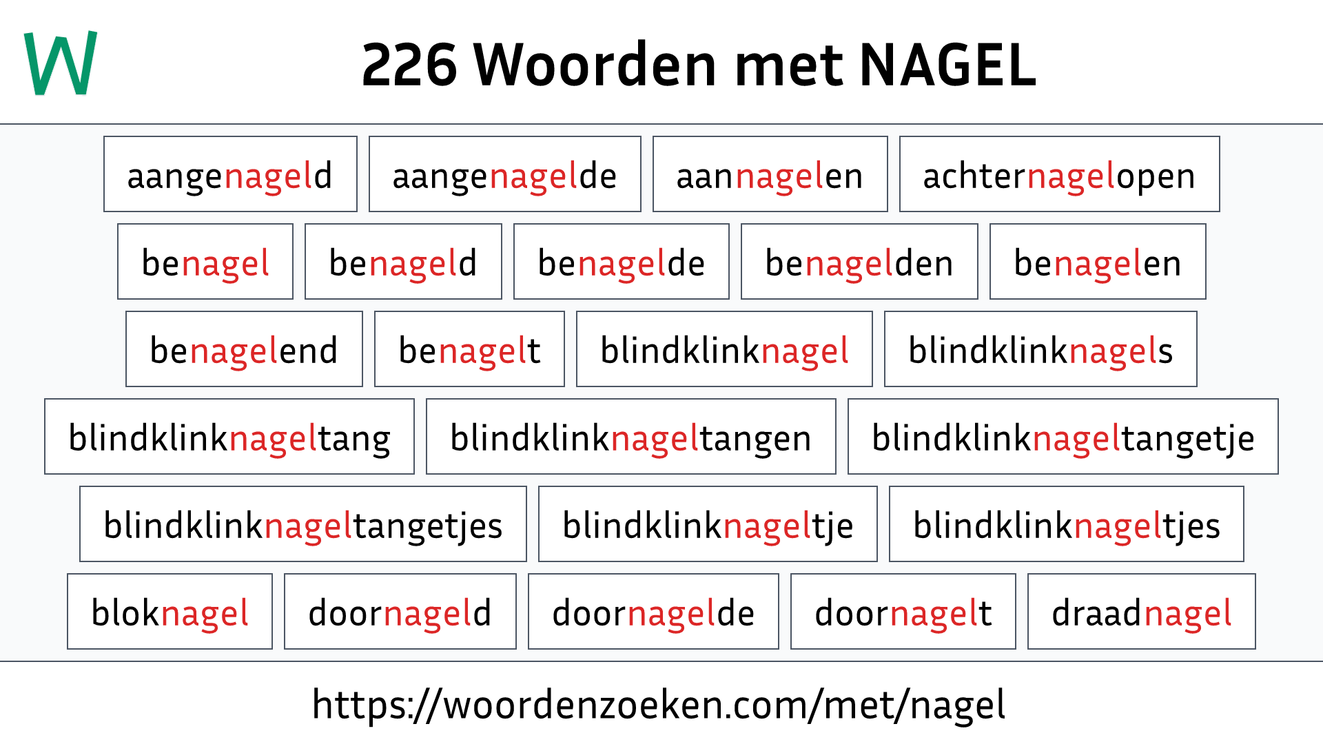 Woorden met NAGEL