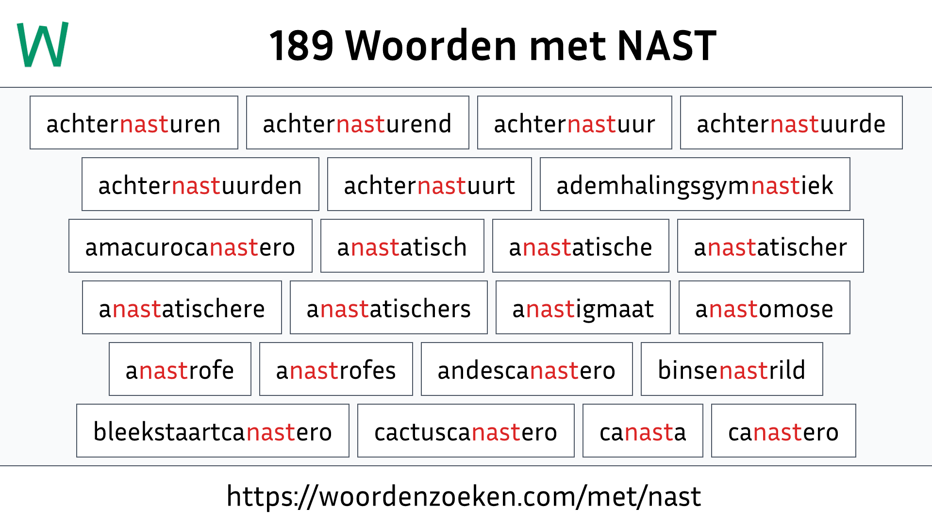 Woorden met NAST