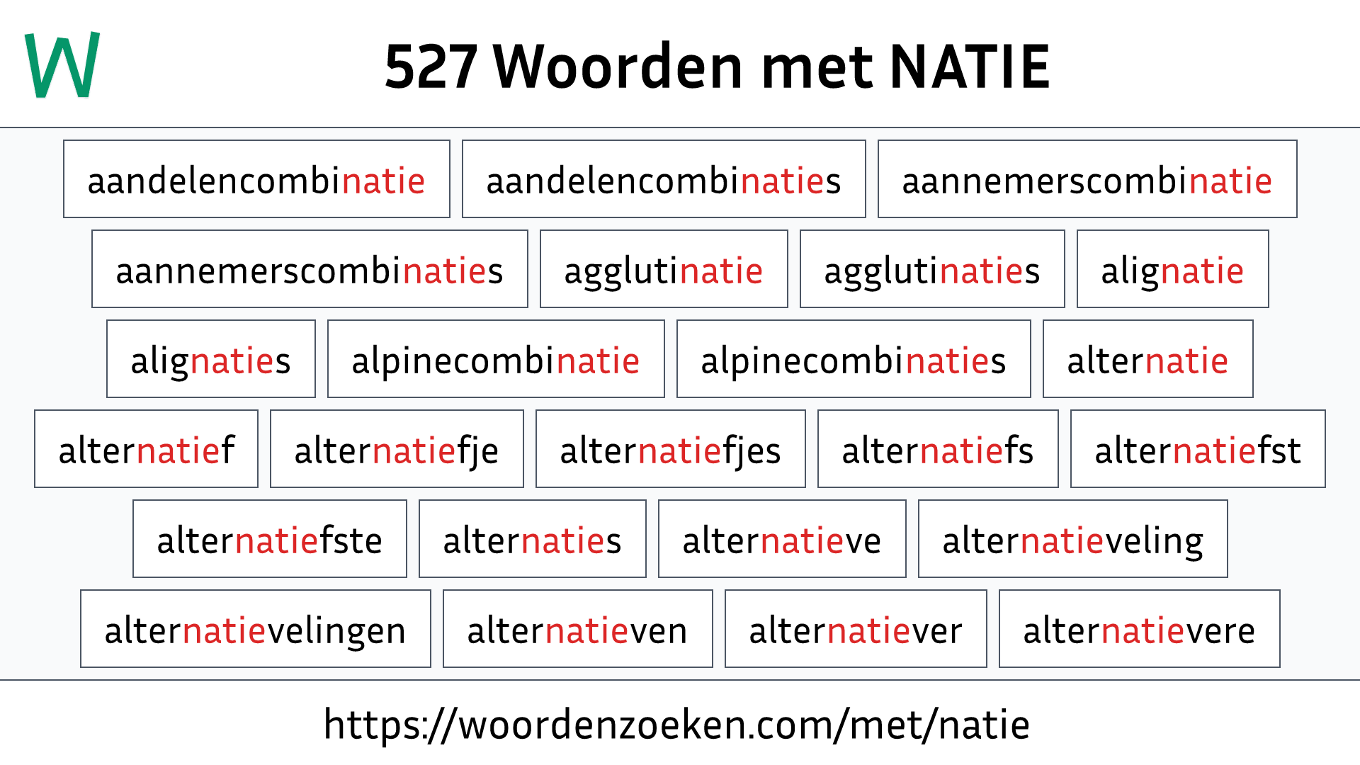 Woorden met NATIE