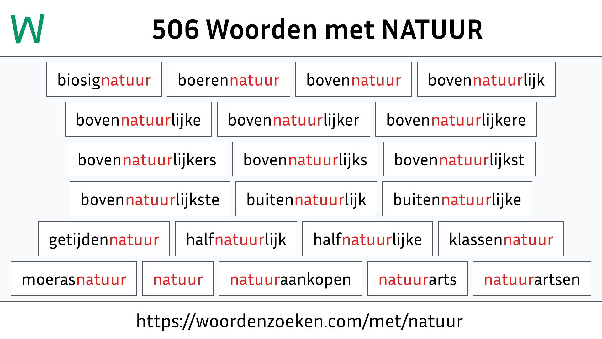 Woorden met NATUUR