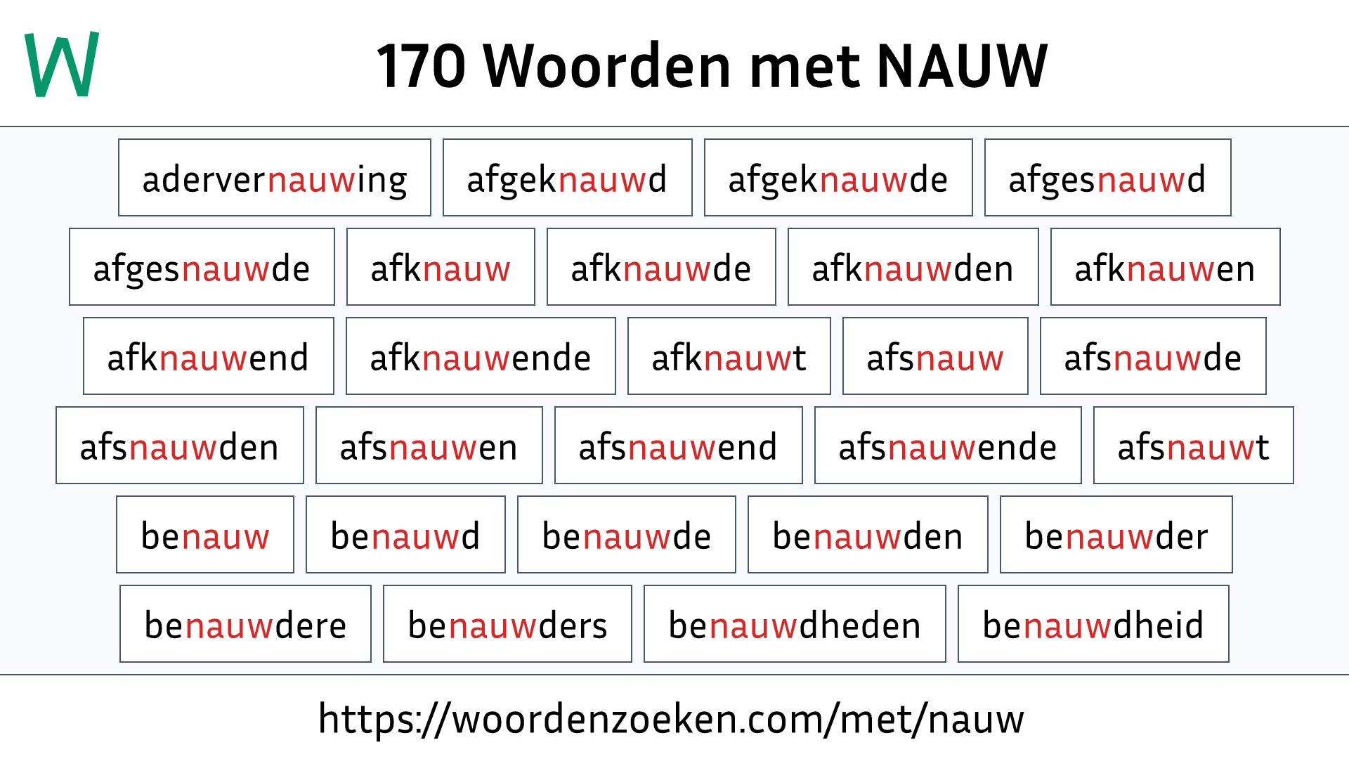 Woorden met NAUW