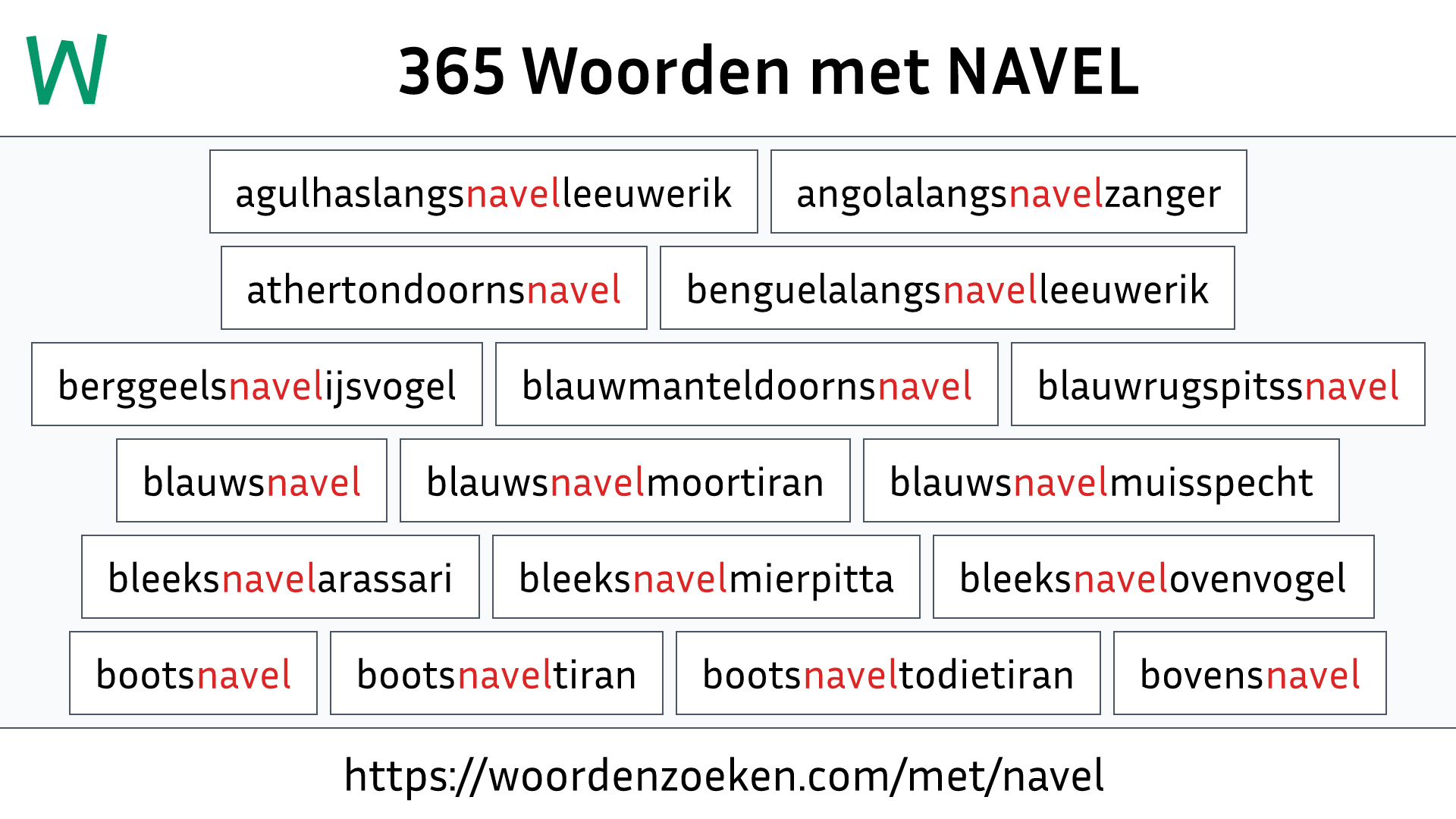 Woorden met NAVEL