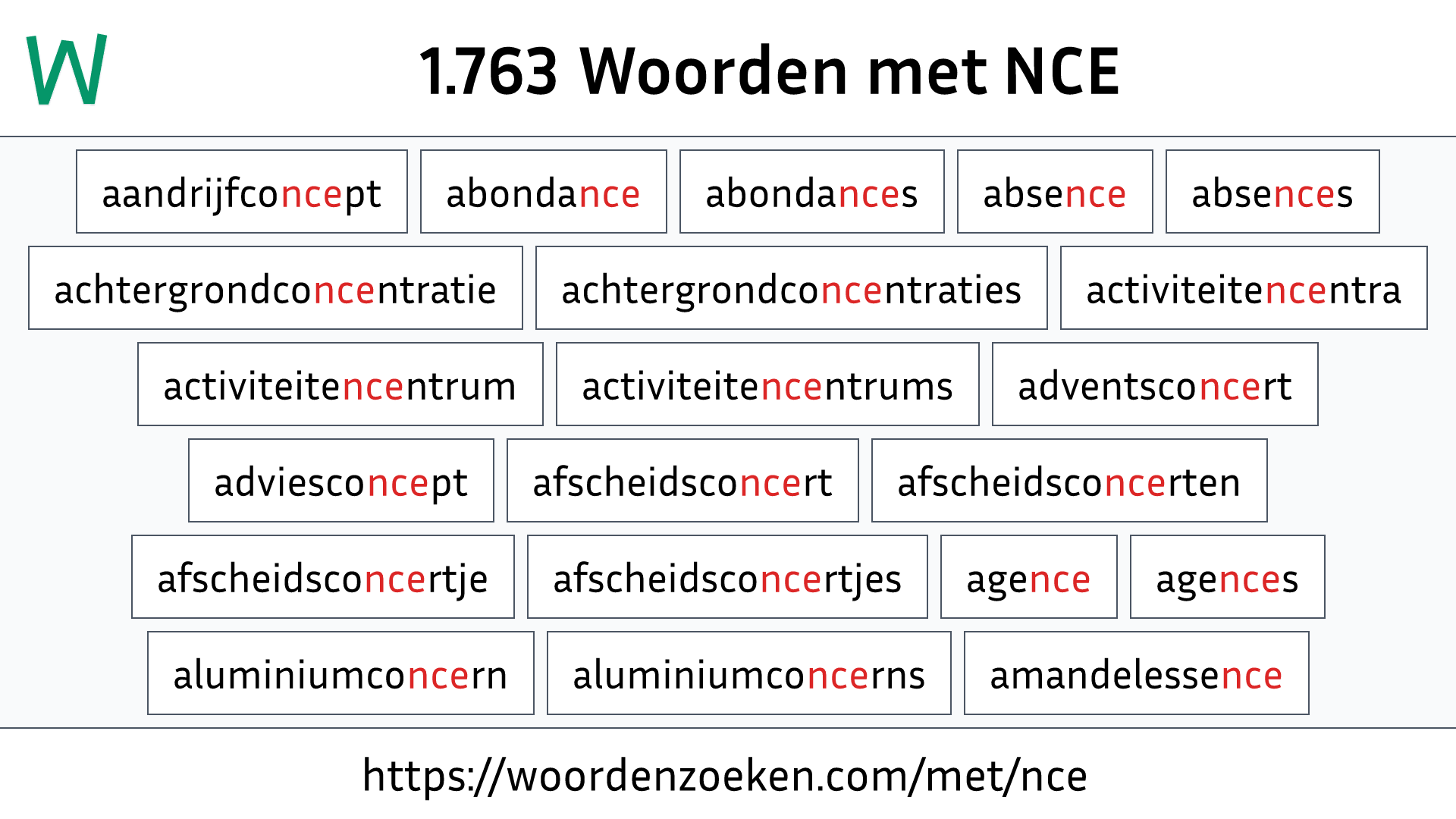 Woorden met NCE