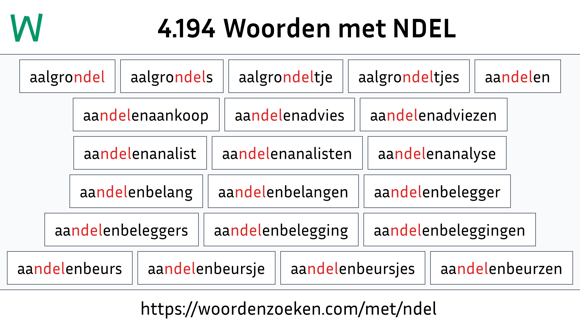 Woorden met NDEL