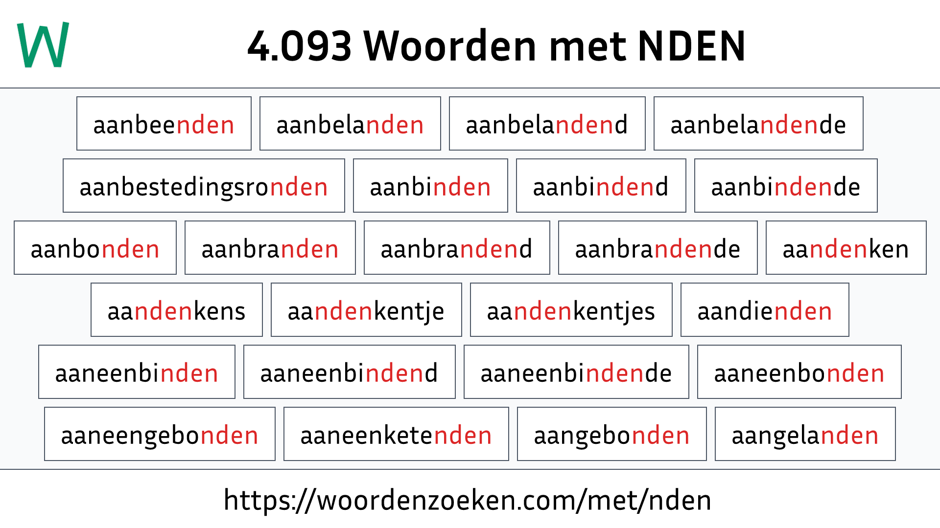 Woorden met NDEN