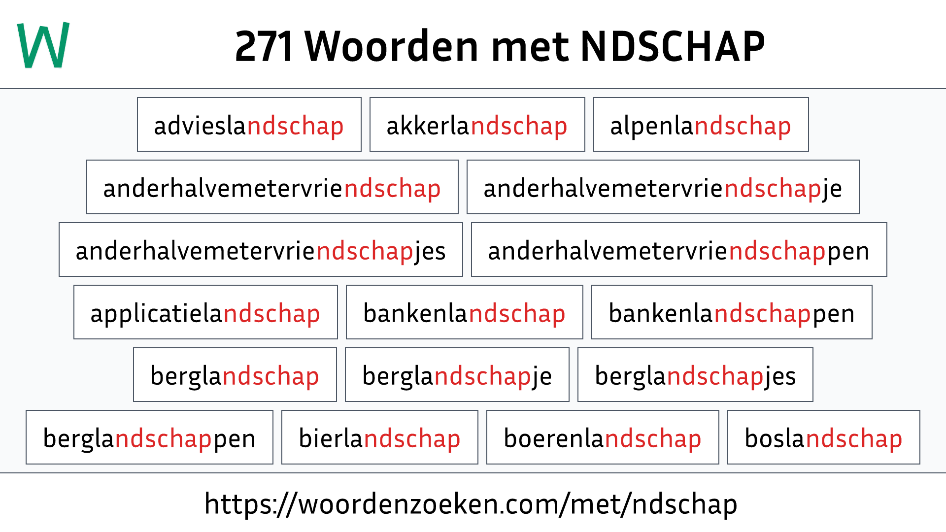 Woorden met NDSCHAP