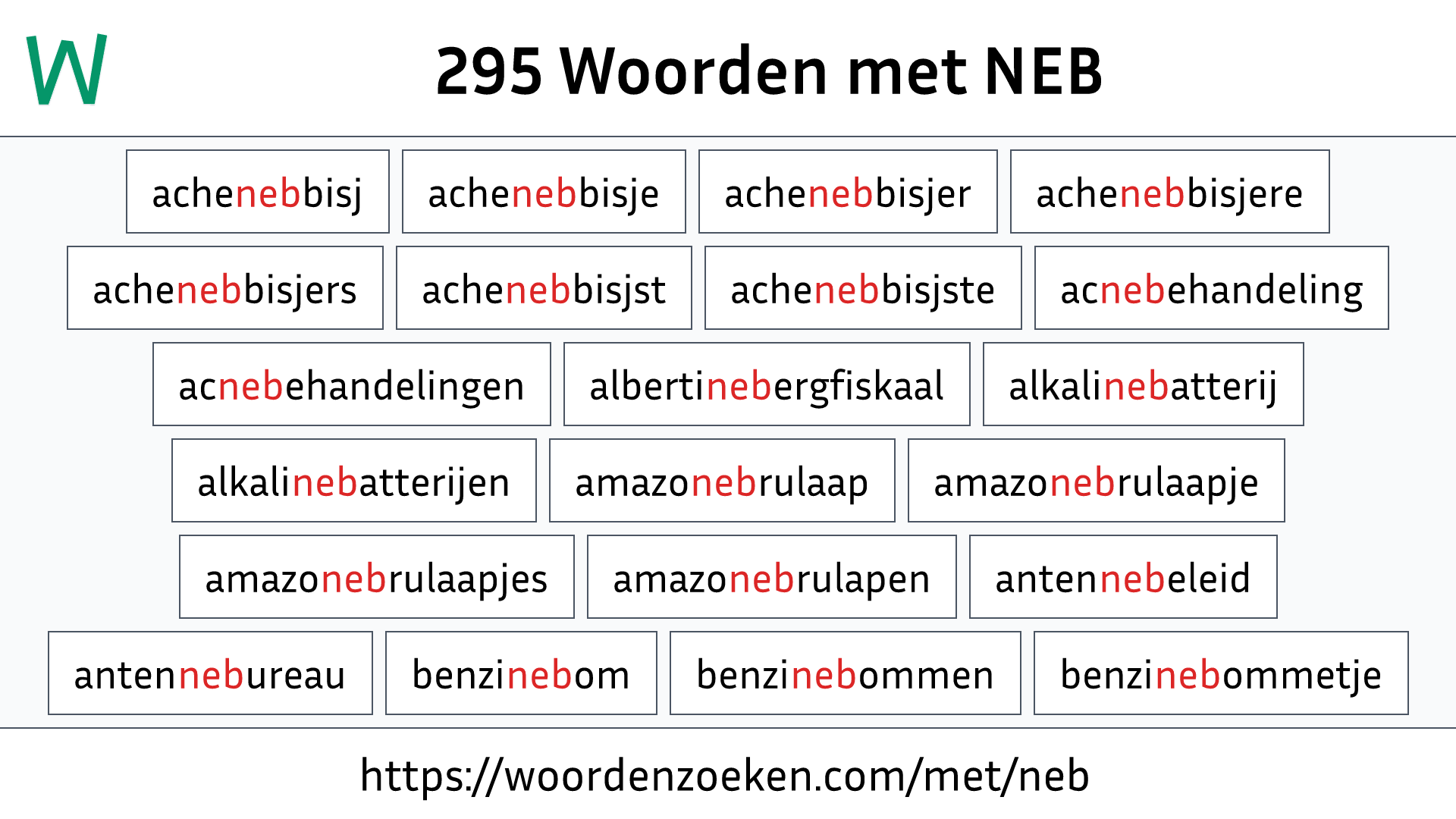 Woorden met NEB