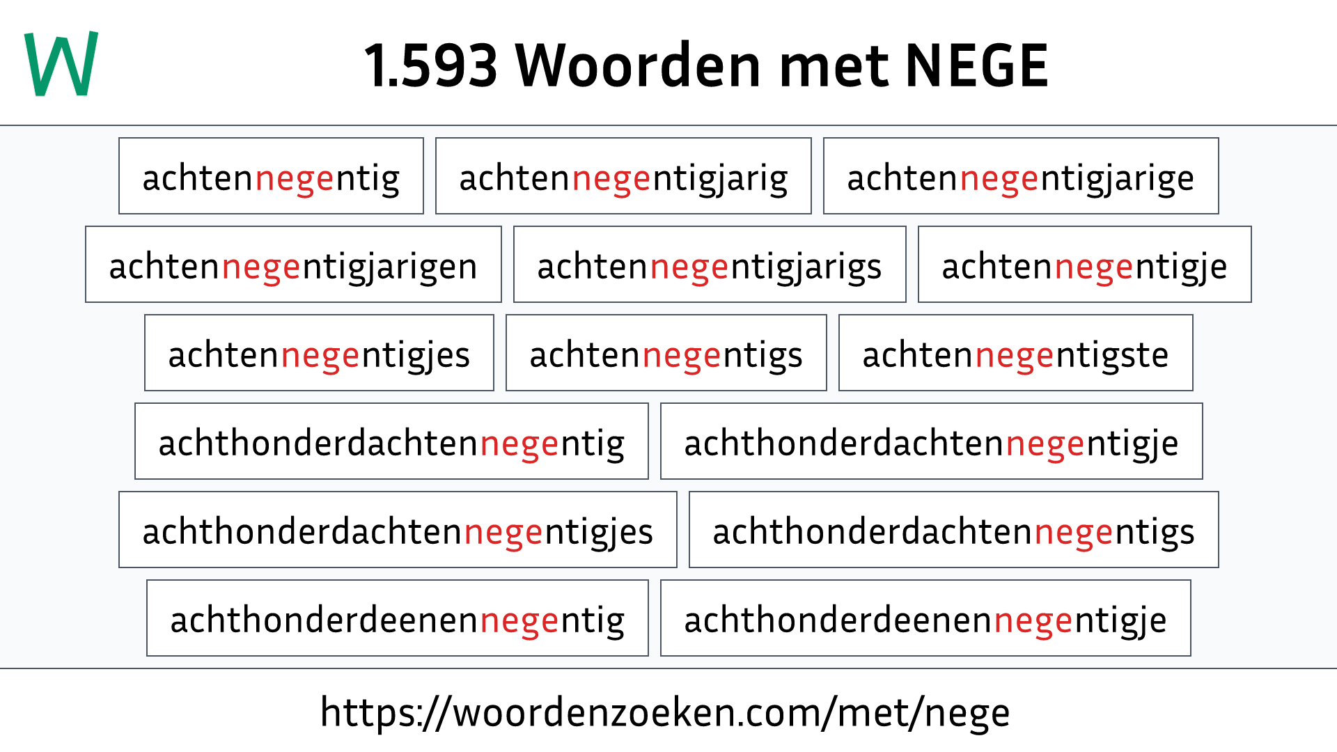 Woorden met NEGE