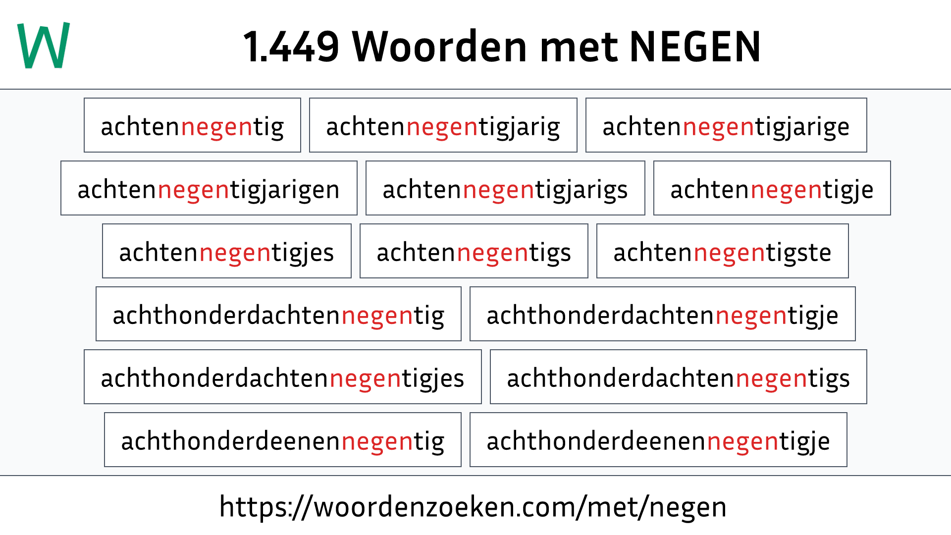 Woorden met NEGEN