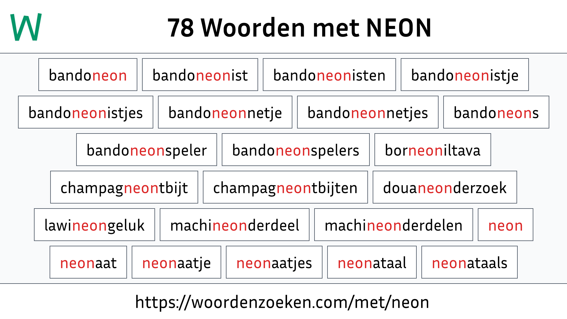 Woorden met NEON