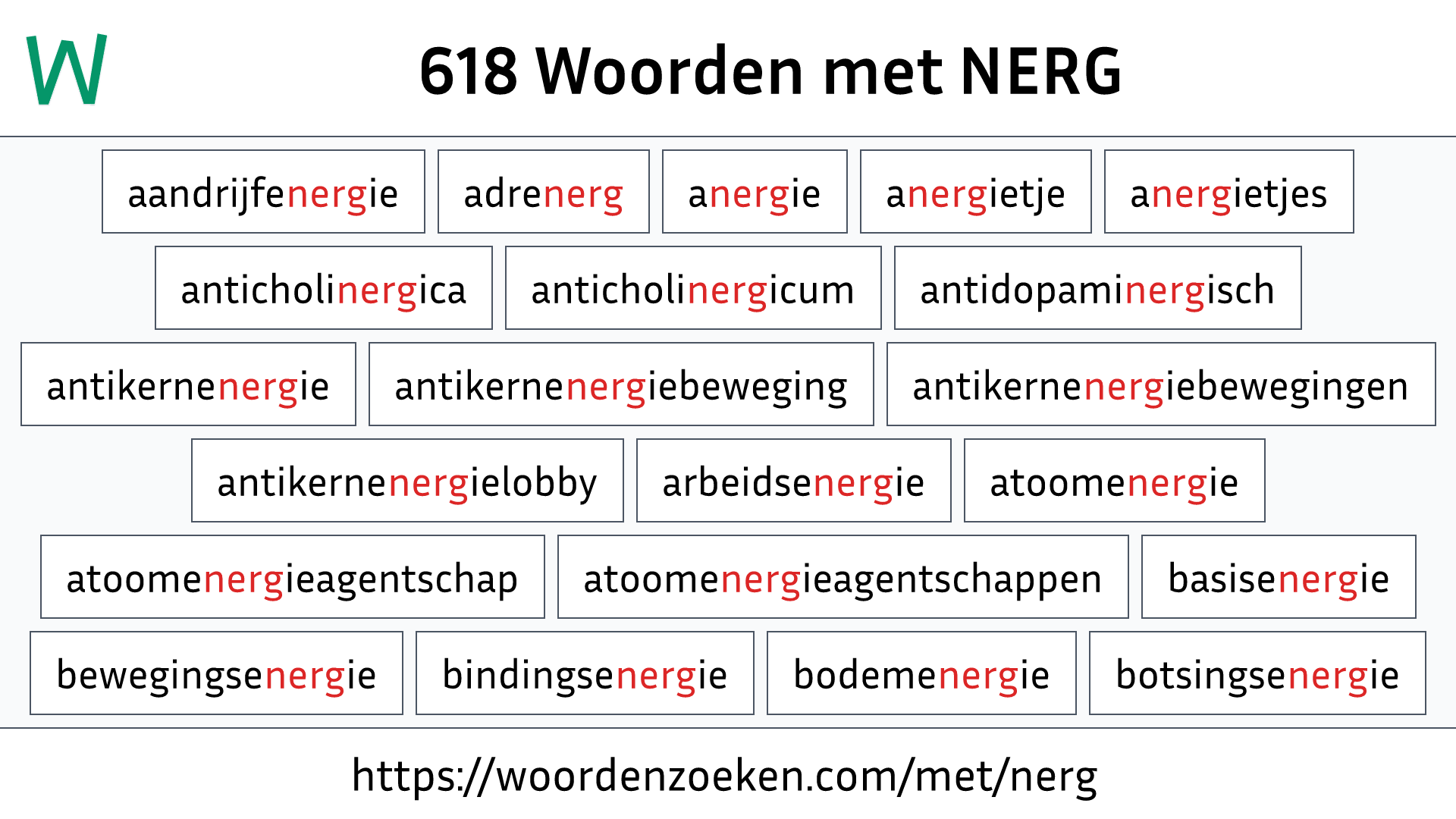Woorden met NERG