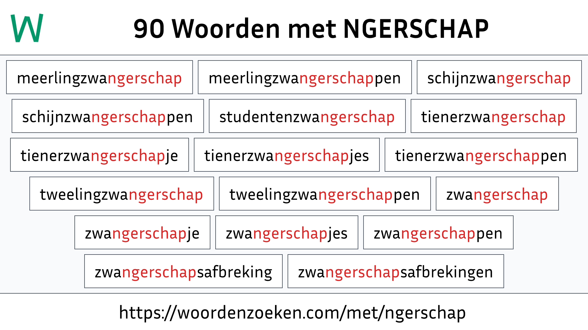 Woorden met NGERSCHAP