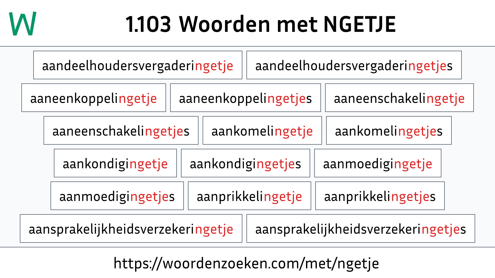 Woorden met NGETJE