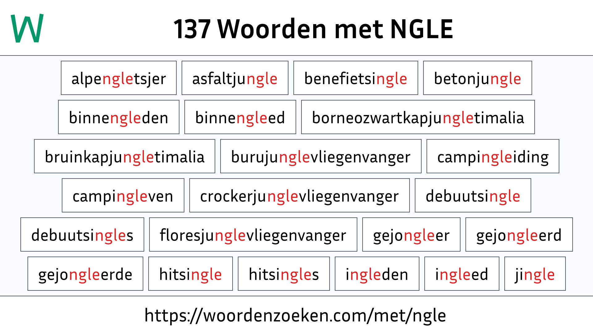 Woorden met NGLE