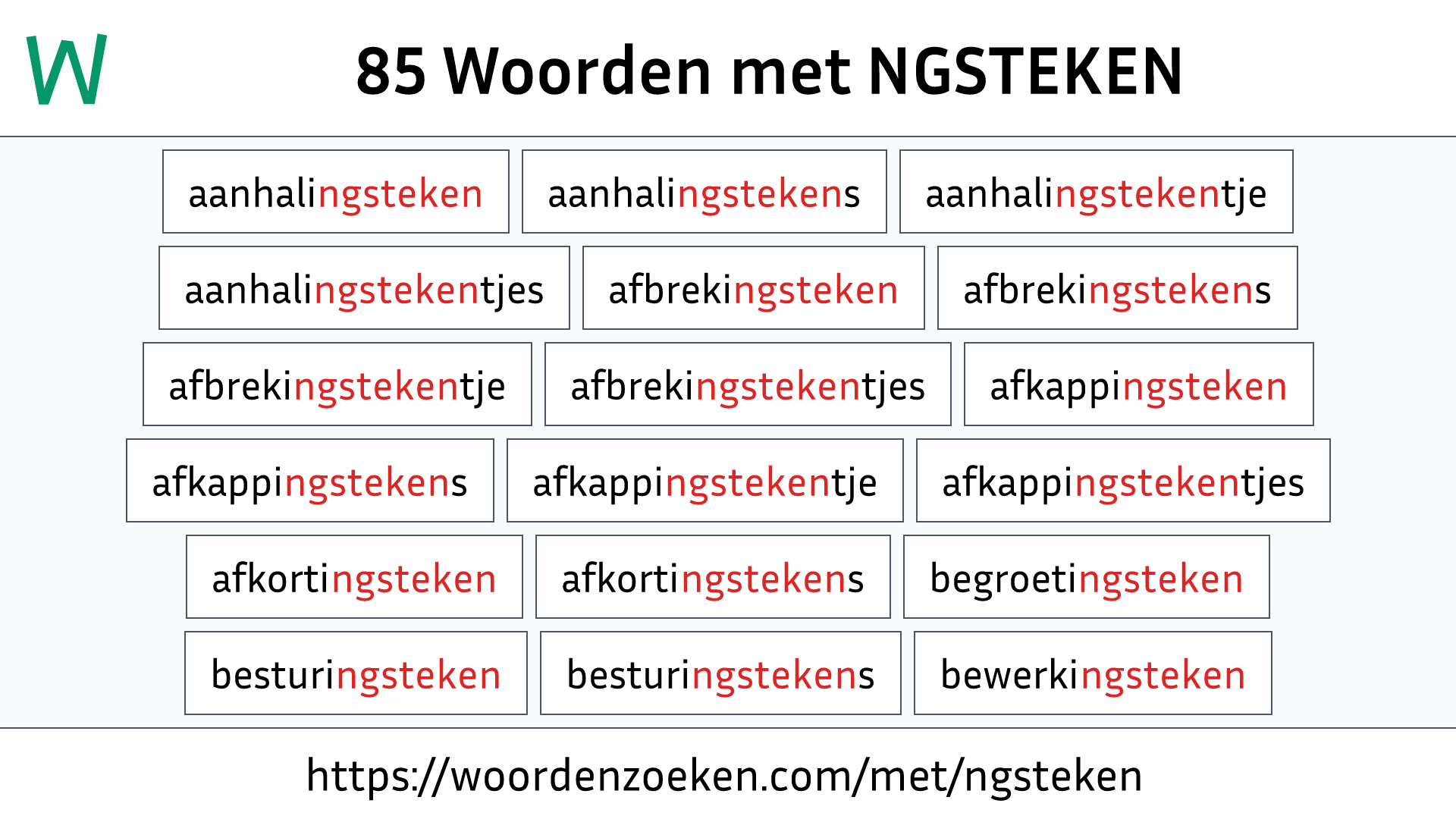 Woorden met NGSTEKEN