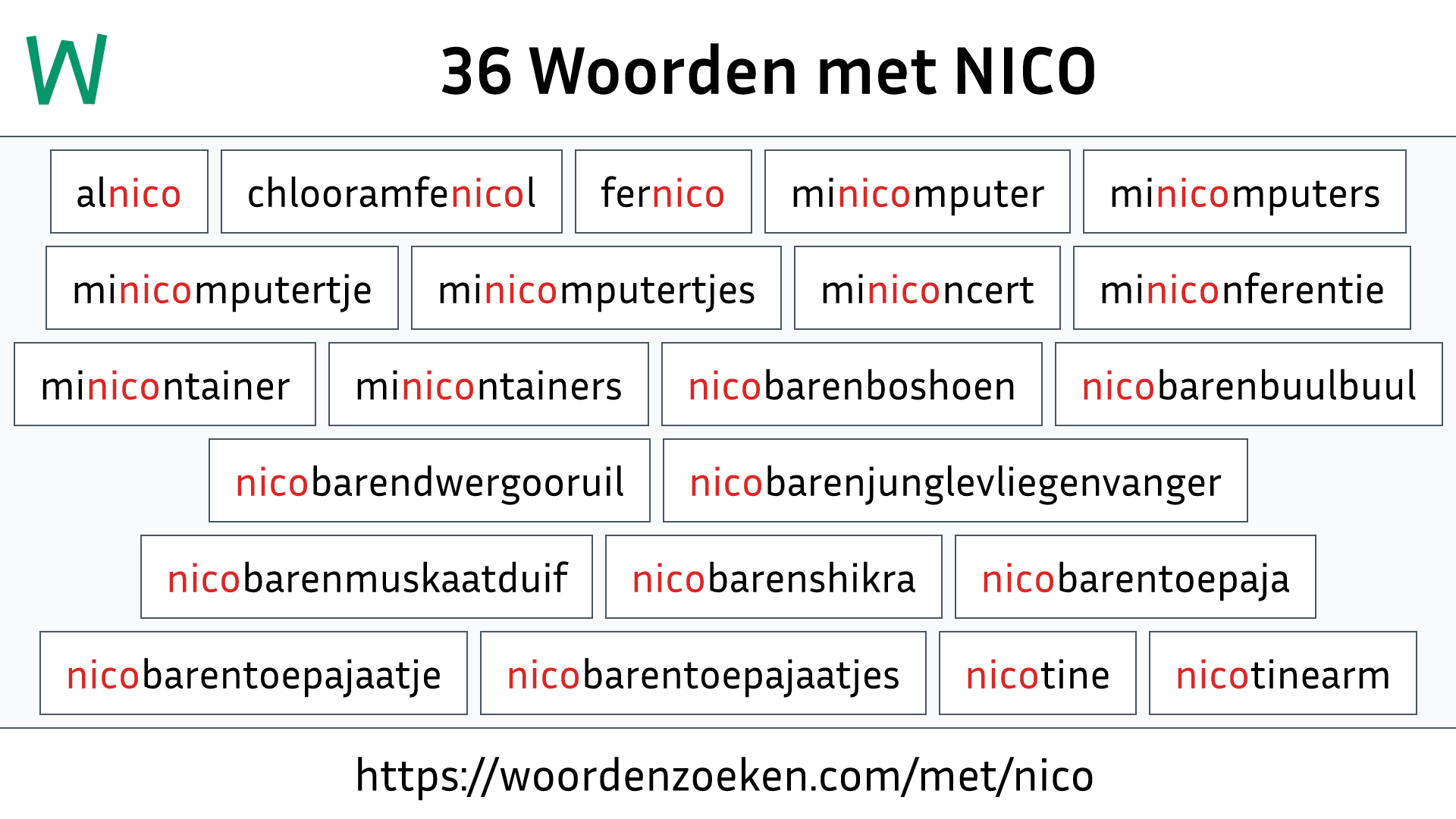 Woorden met NICO