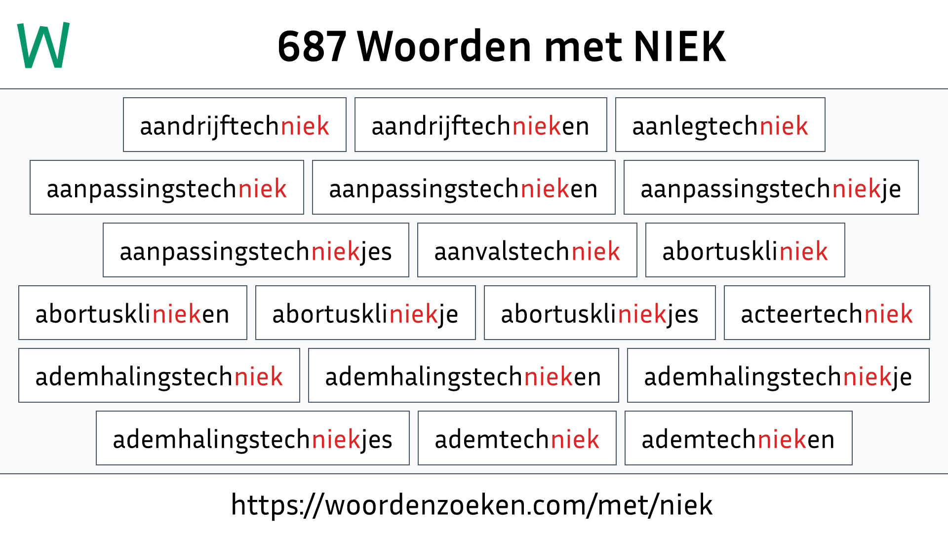 Woorden met NIEK