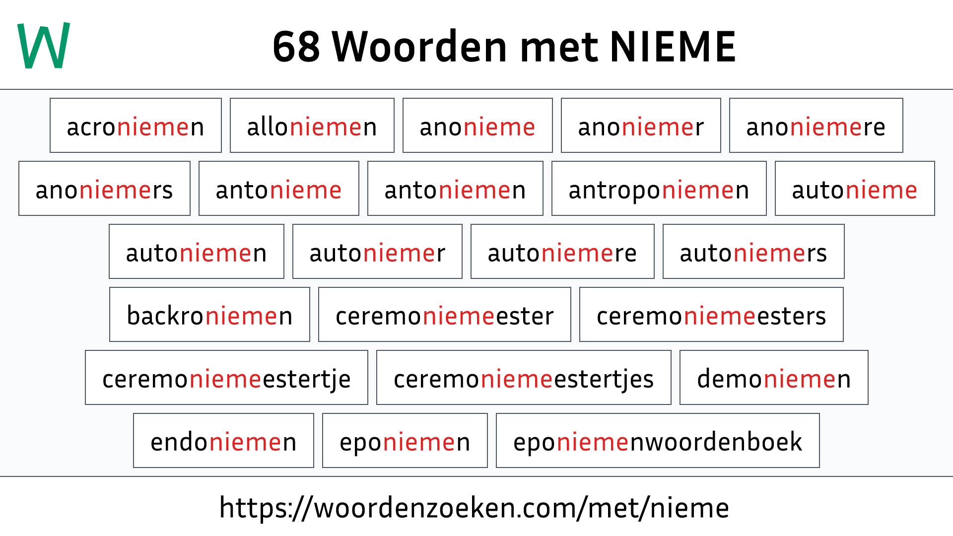 Woorden met NIEME