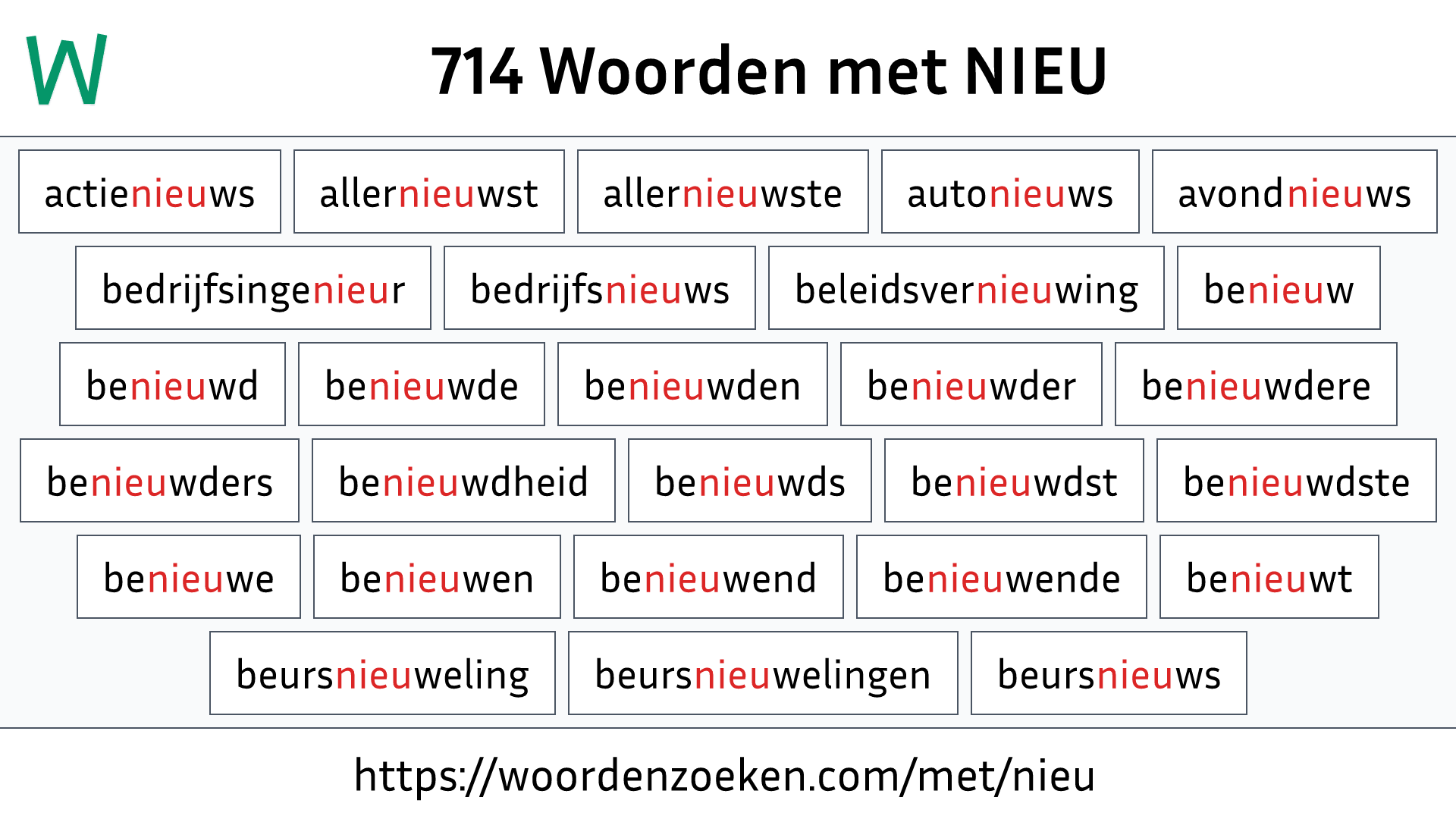 Woorden met NIEU