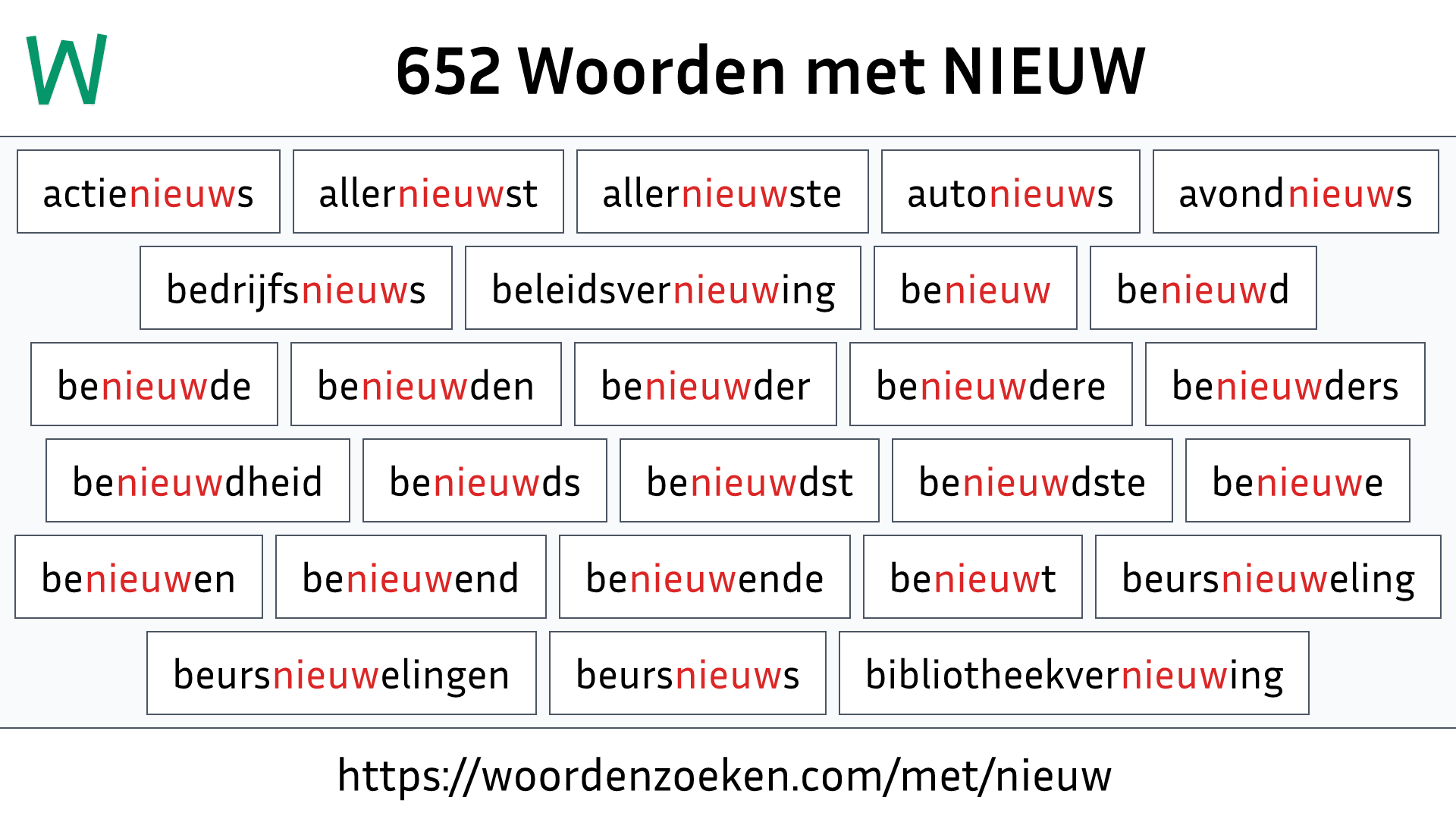 Woorden met NIEUW