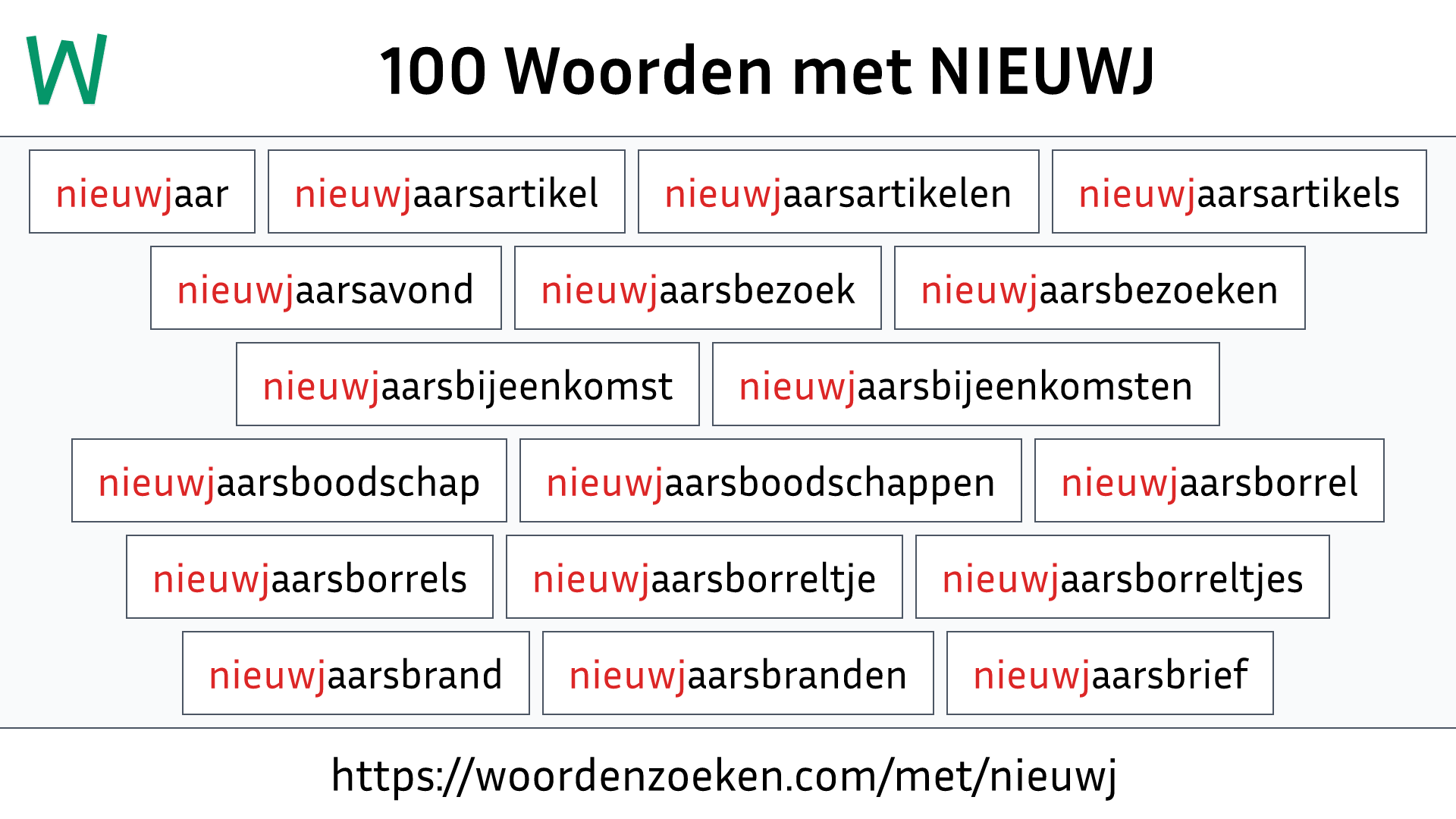 Woorden met NIEUWJ