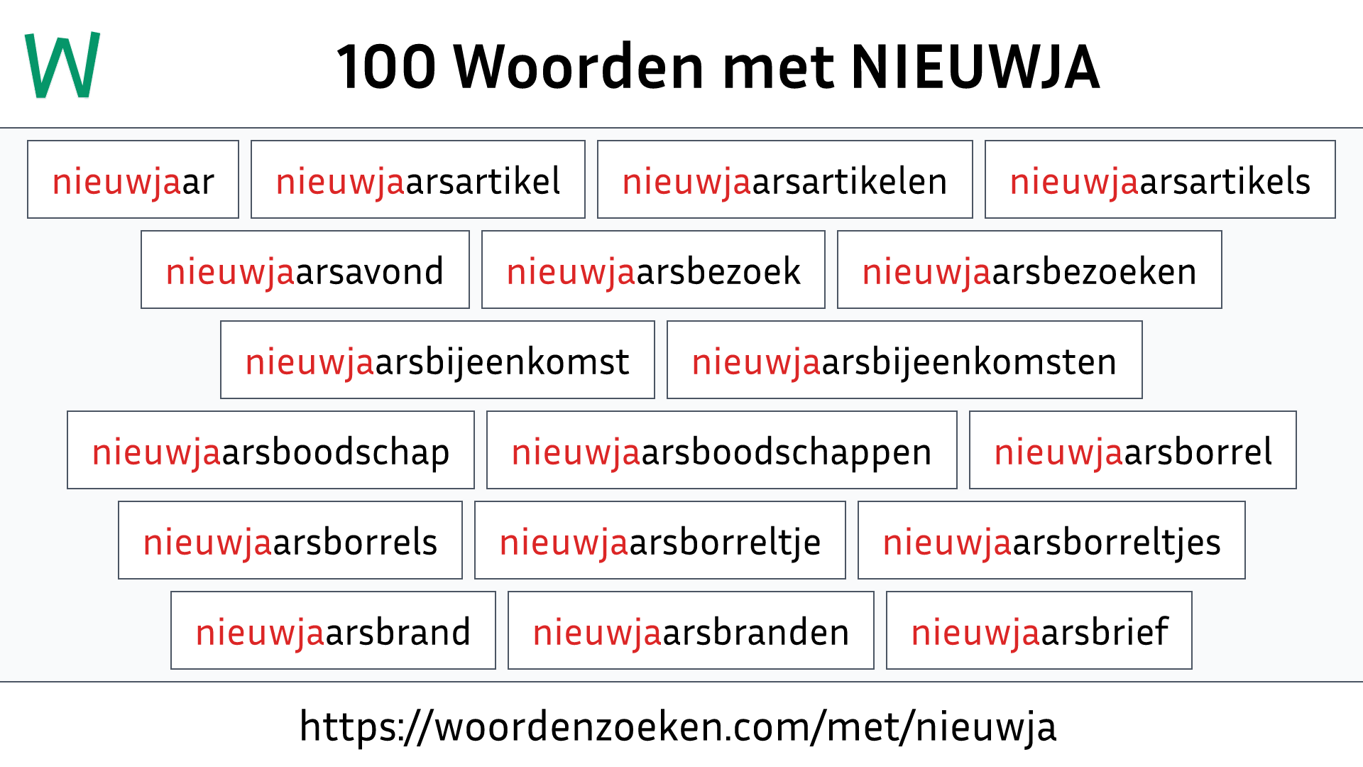 Woorden met NIEUWJA