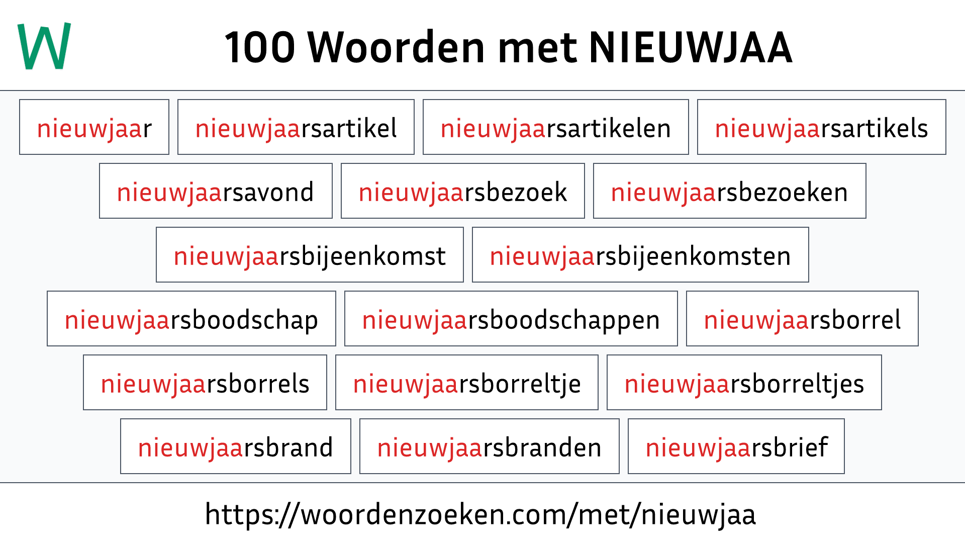 Woorden met NIEUWJAA