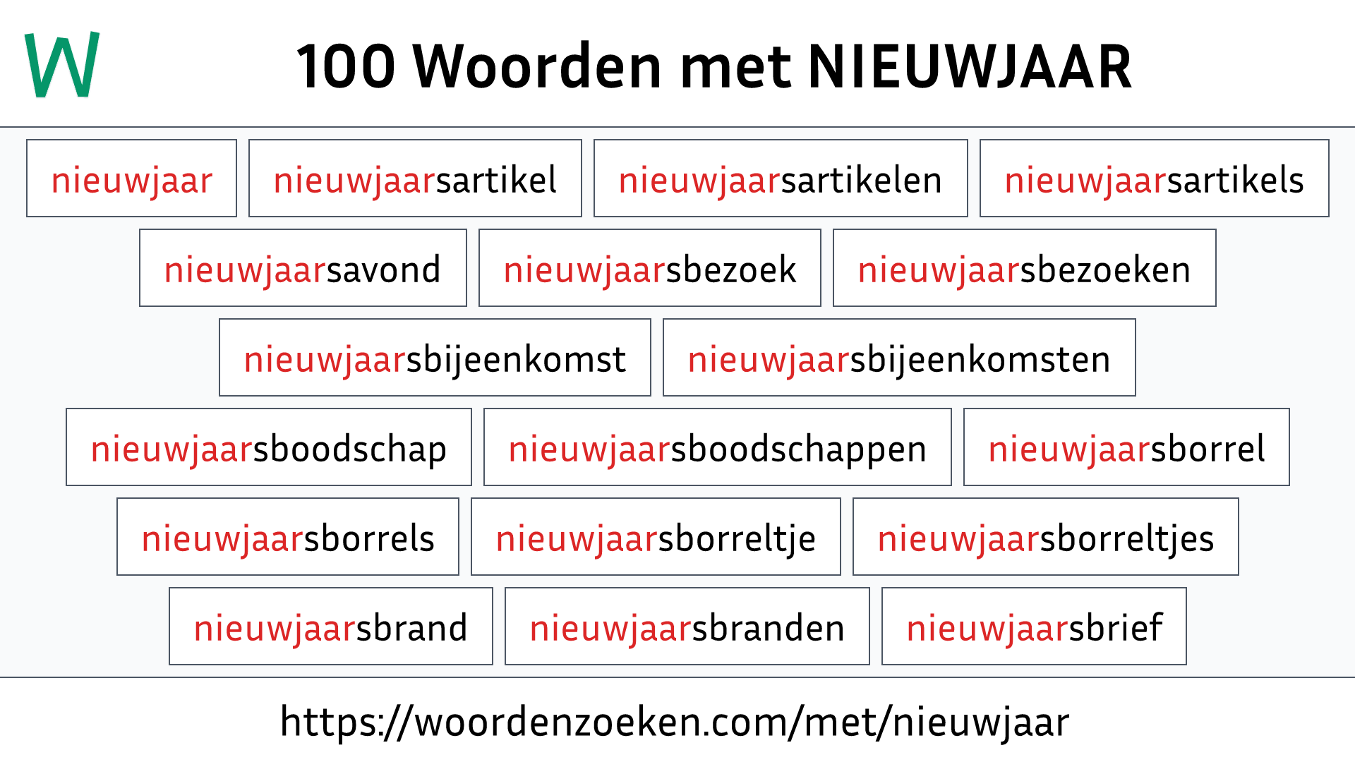 Woorden met NIEUWJAAR