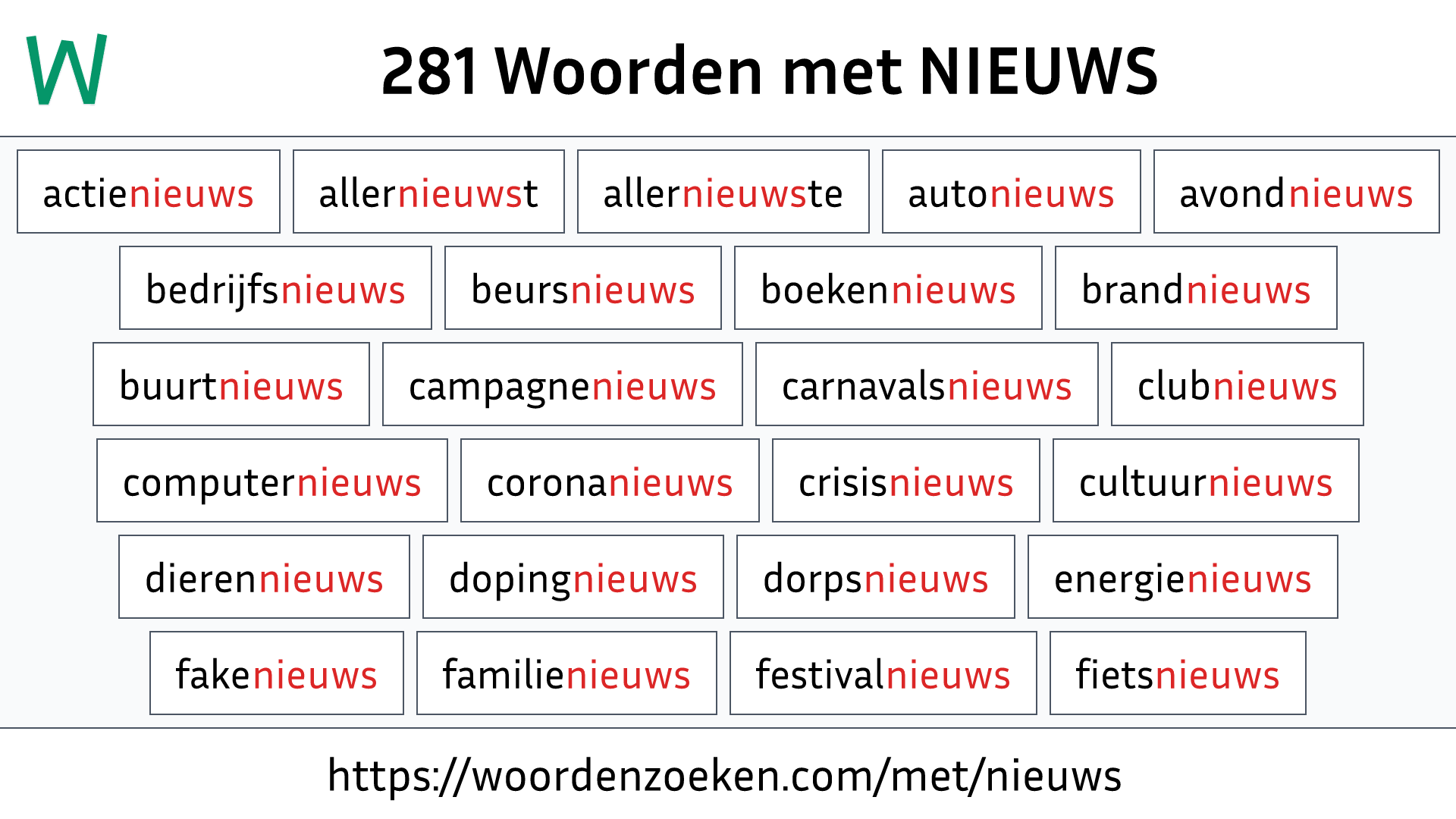 Woorden met NIEUWS