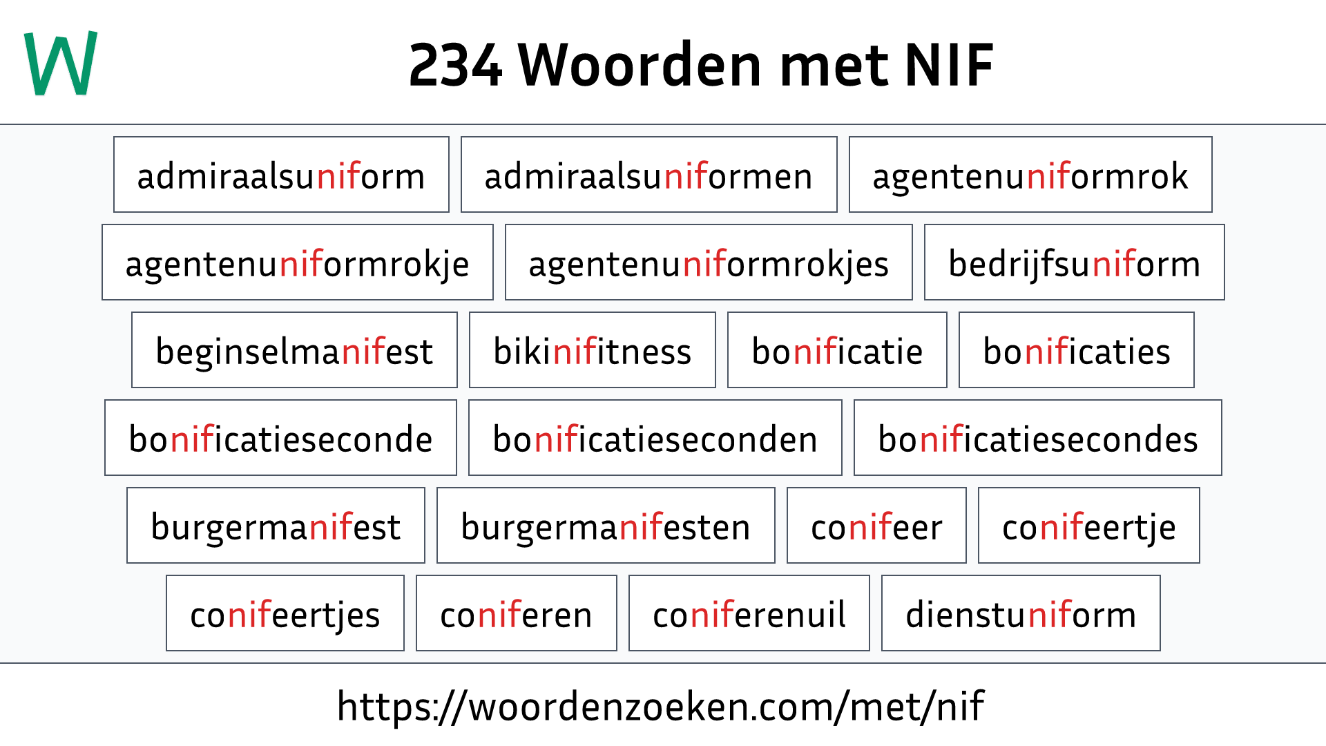 Woorden met NIF