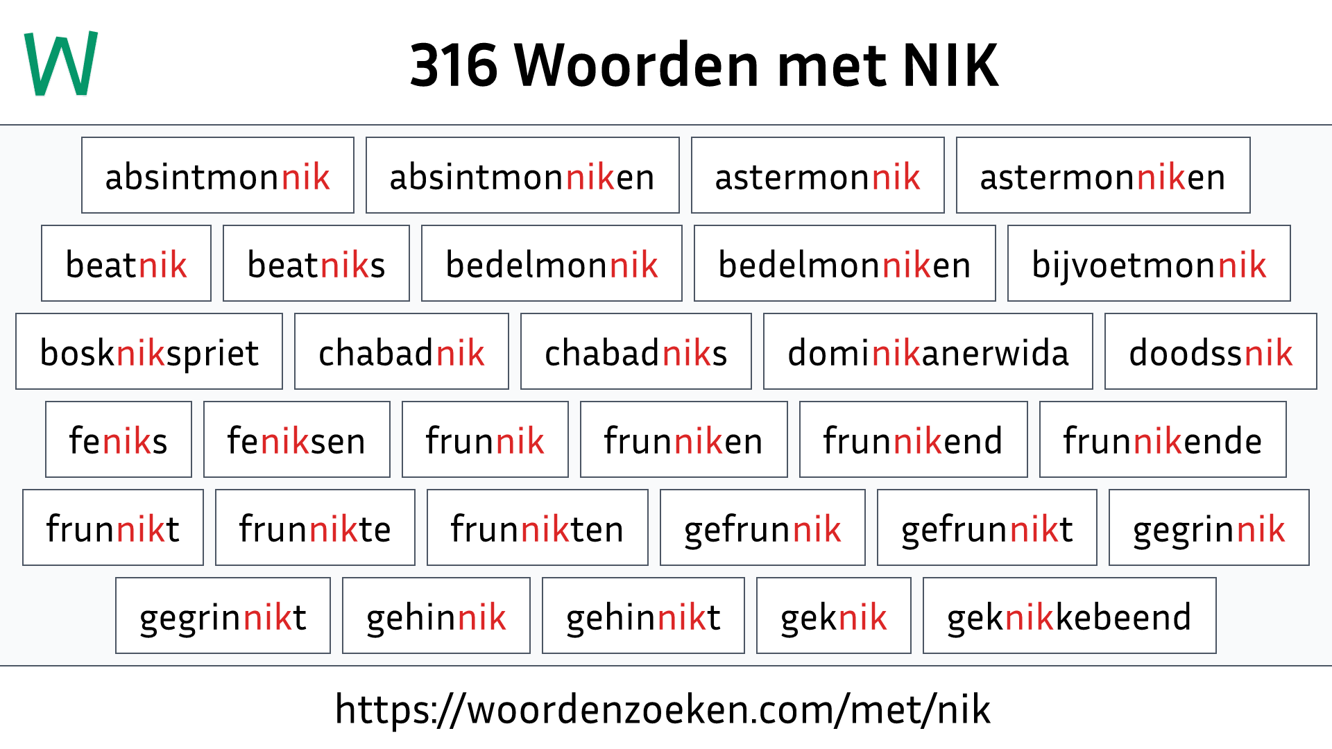 Woorden met NIK