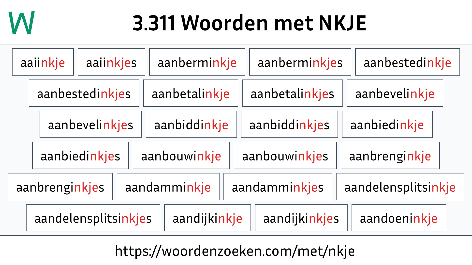 Woorden met NKJE