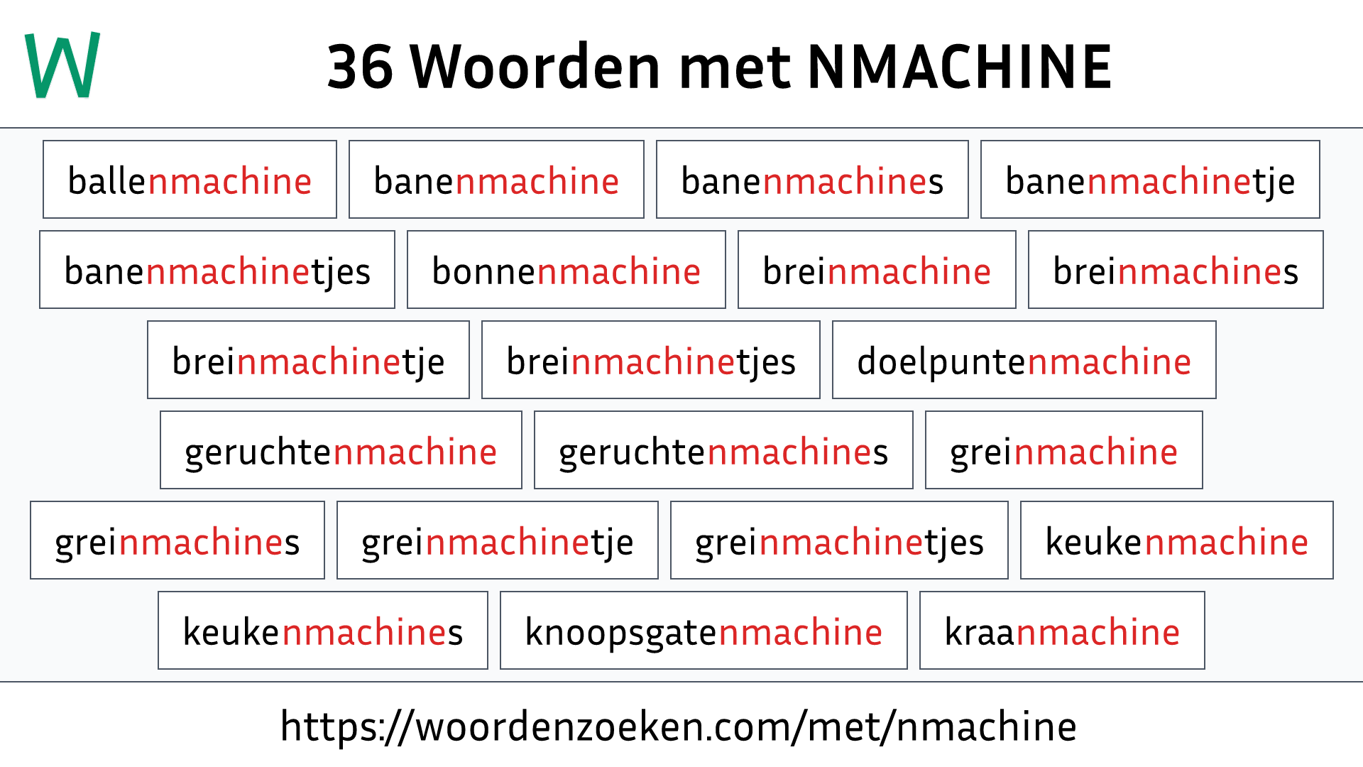 Woorden met NMACHINE